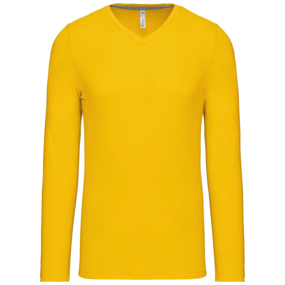 T-shirt met V-hals en lange mouwen