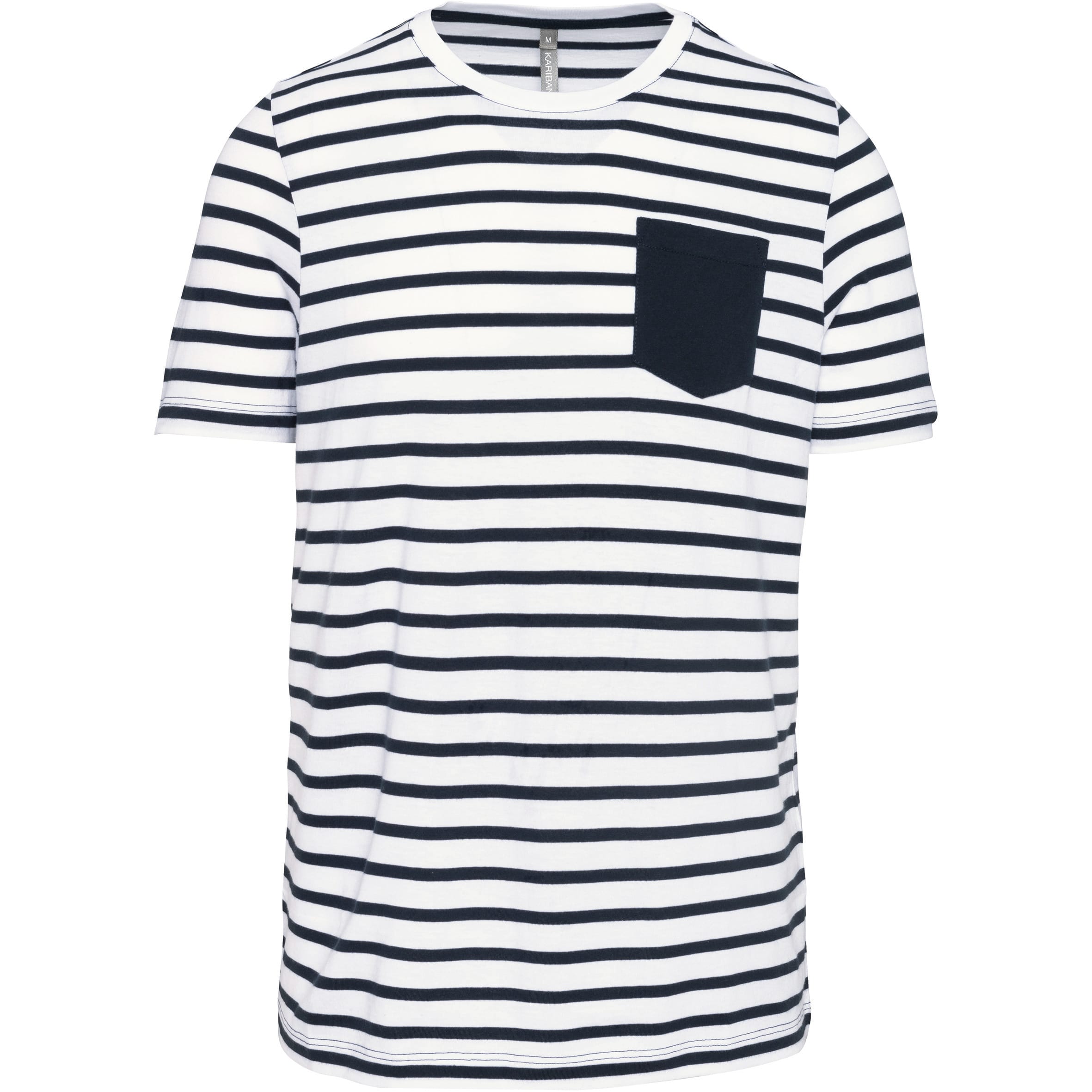 Gestreept T-shirt met borstzak en korte mouwen