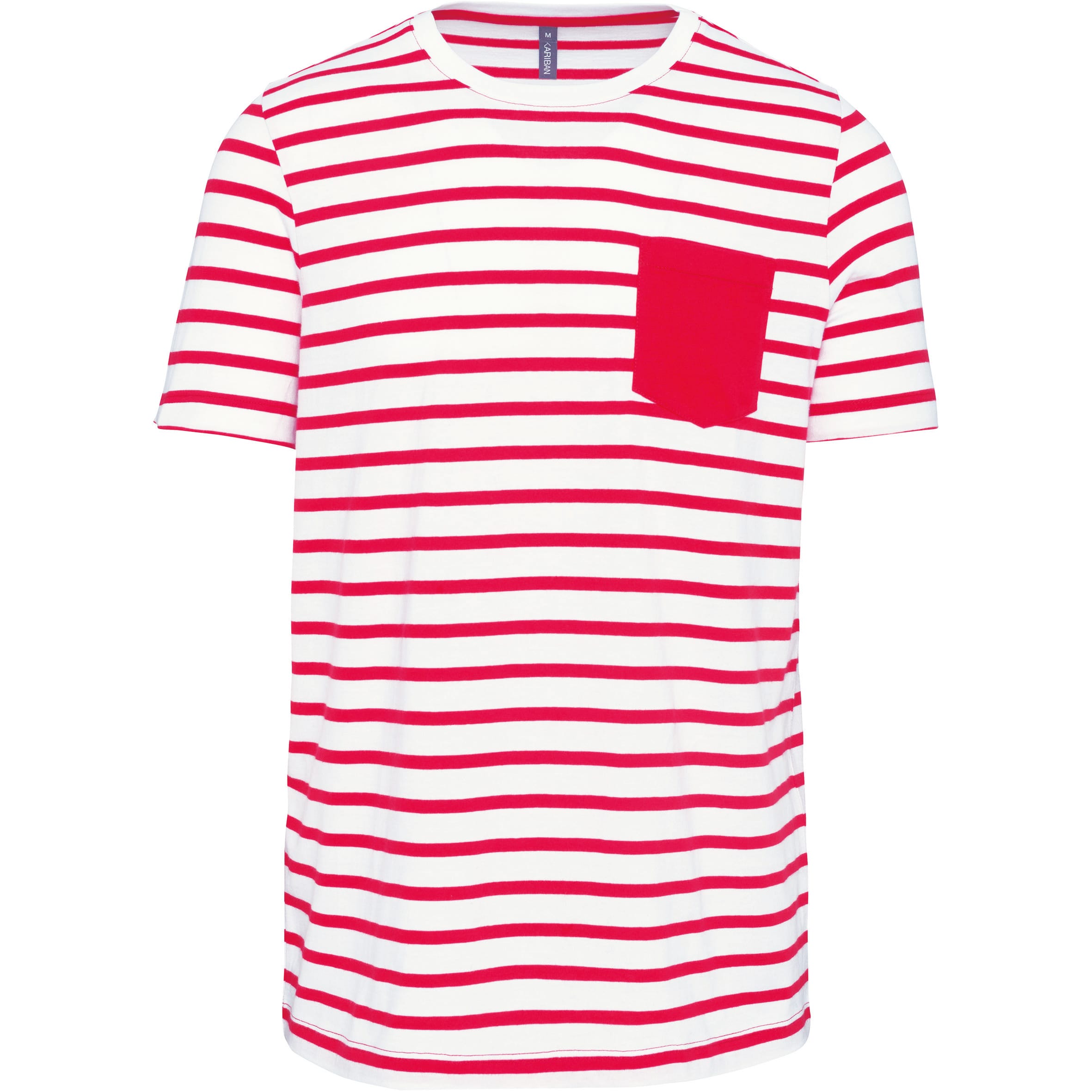 Gestreept T-shirt met borstzak en korte mouwen