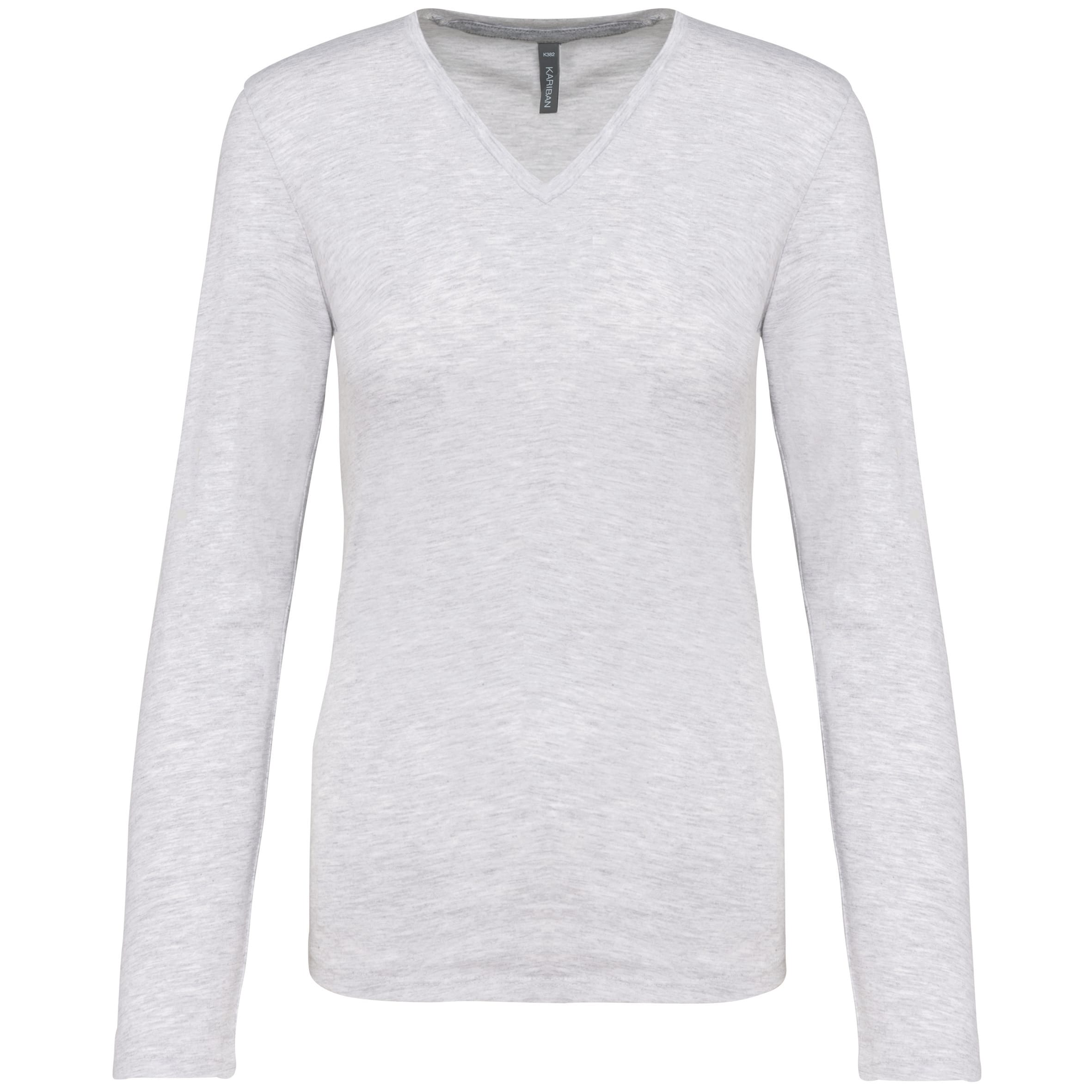 Dames t-shirt V-hals lange mouwen
