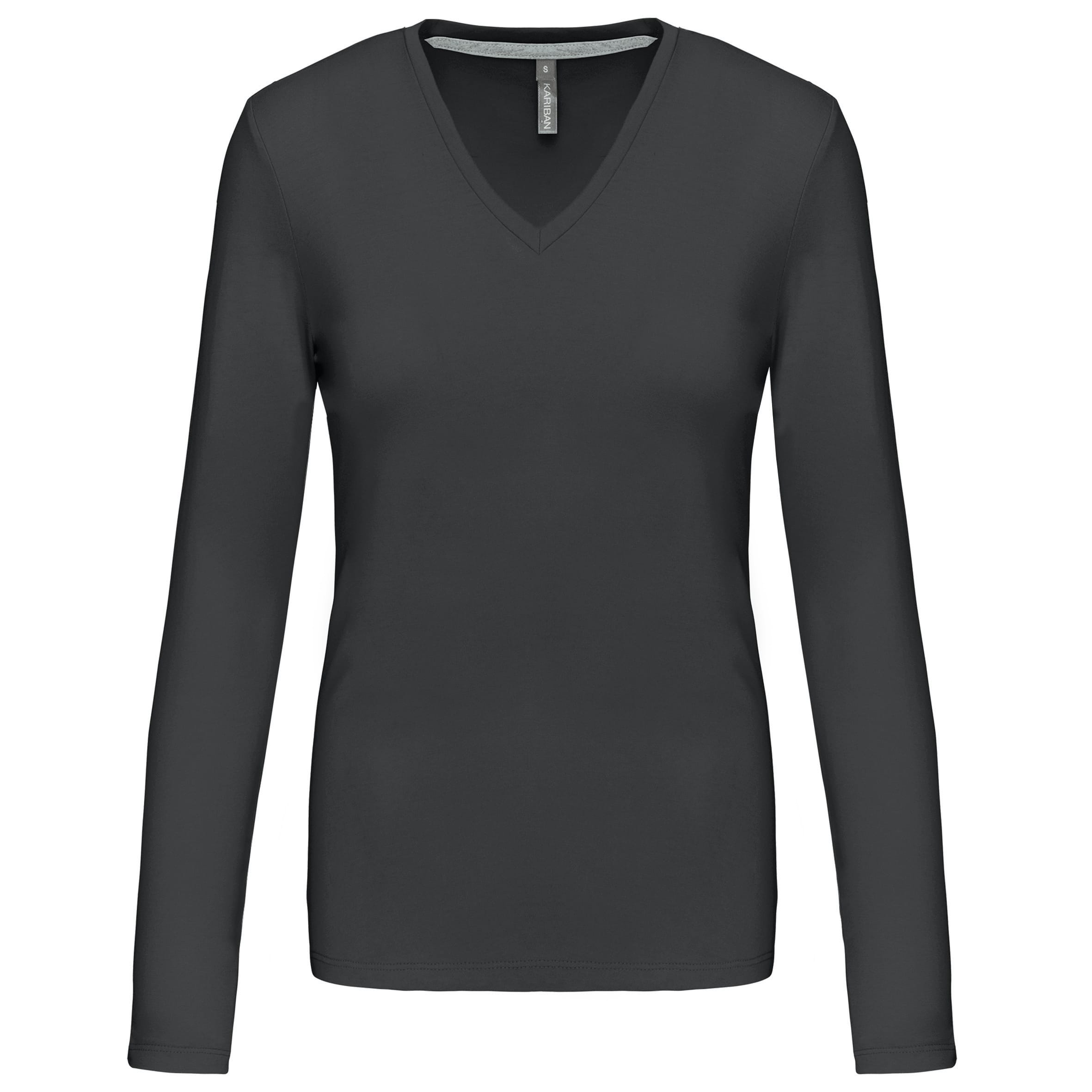 Dames t-shirt V-hals lange mouwen