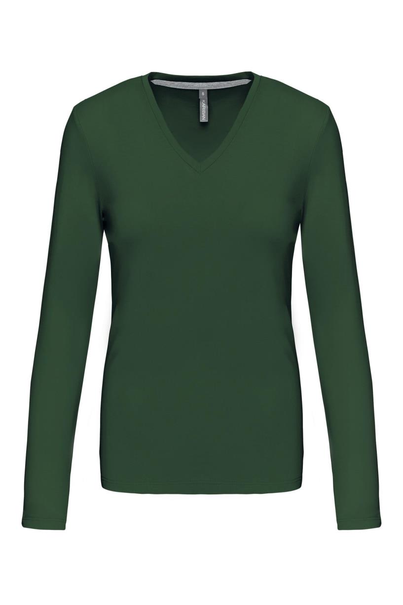 Dames t-shirt V-hals lange mouwen