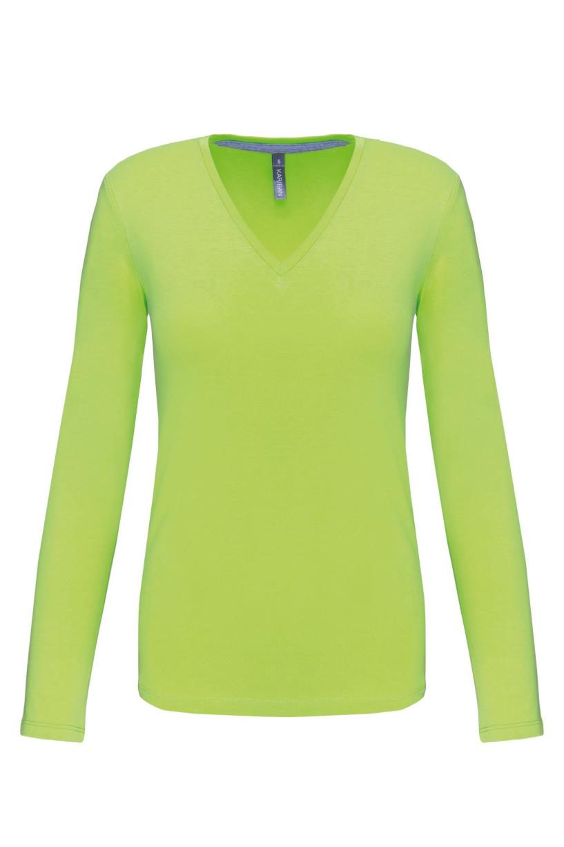 Dames t-shirt V-hals lange mouwen