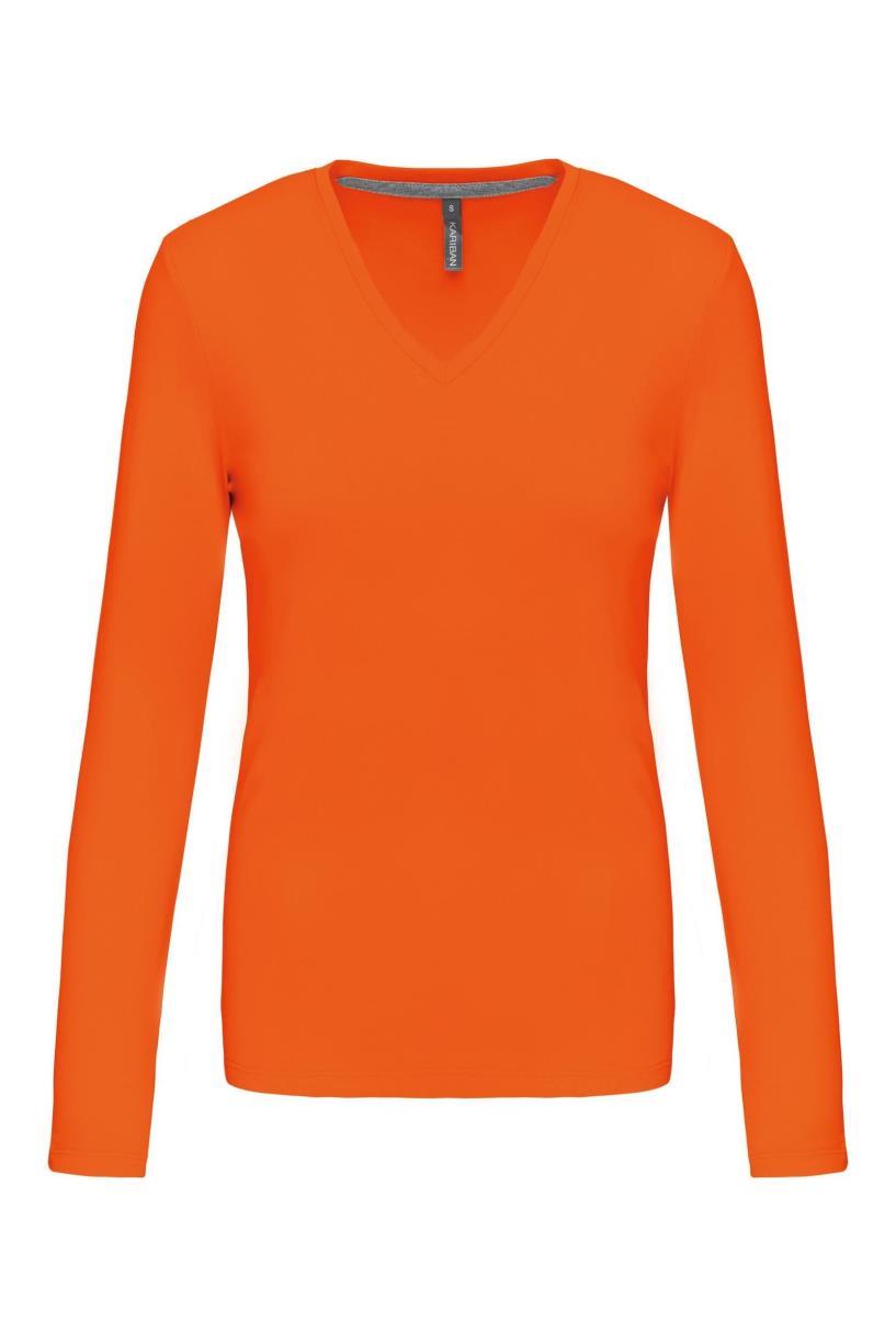 Dames t-shirt V-hals lange mouwen