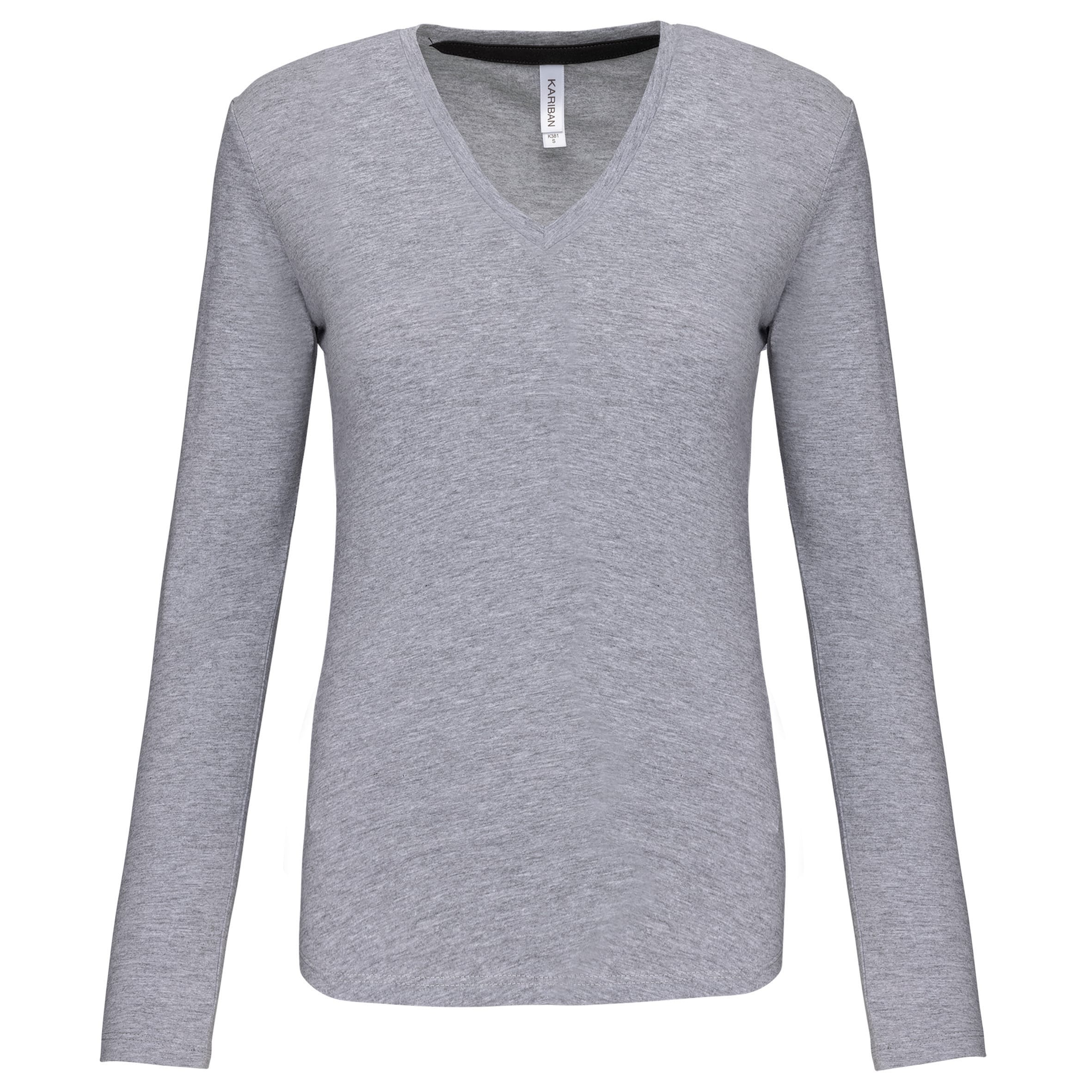 Dames t-shirt V-hals lange mouwen