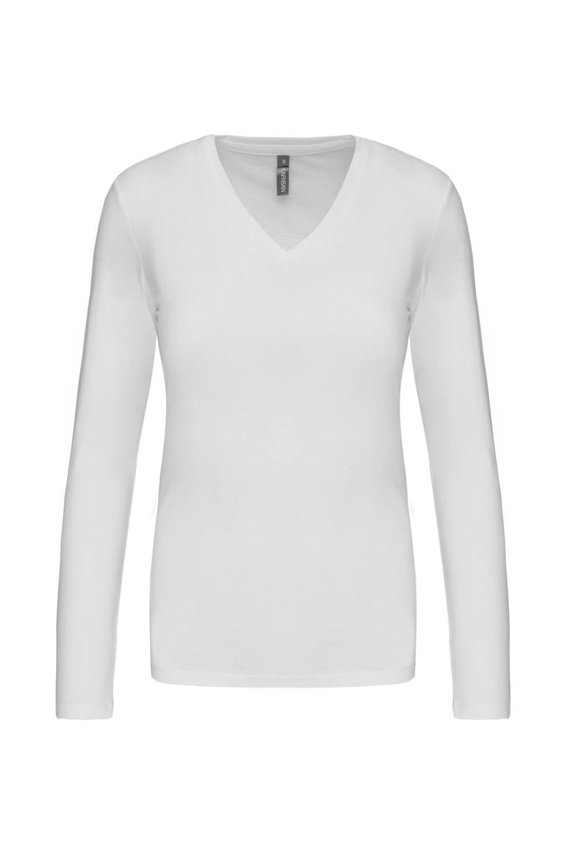 Dames t-shirt V-hals lange mouwen