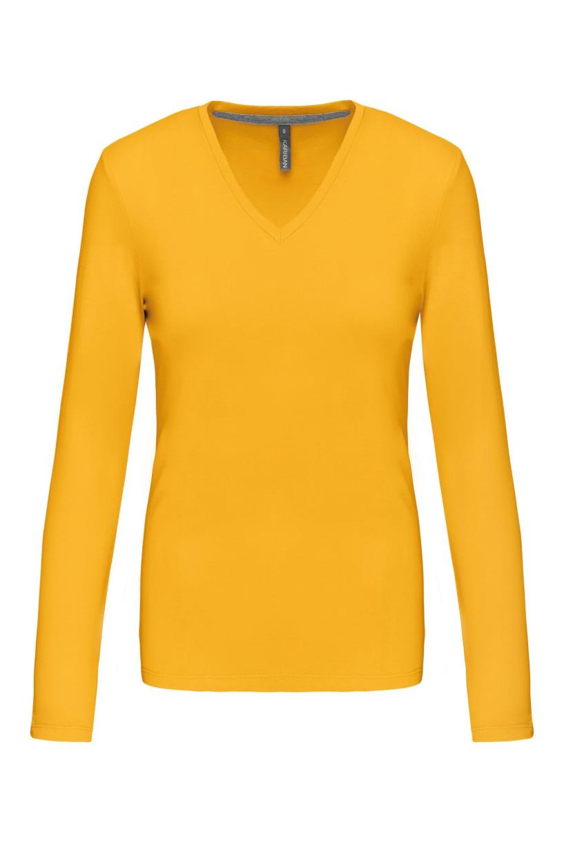 Dames t-shirt V-hals lange mouwen