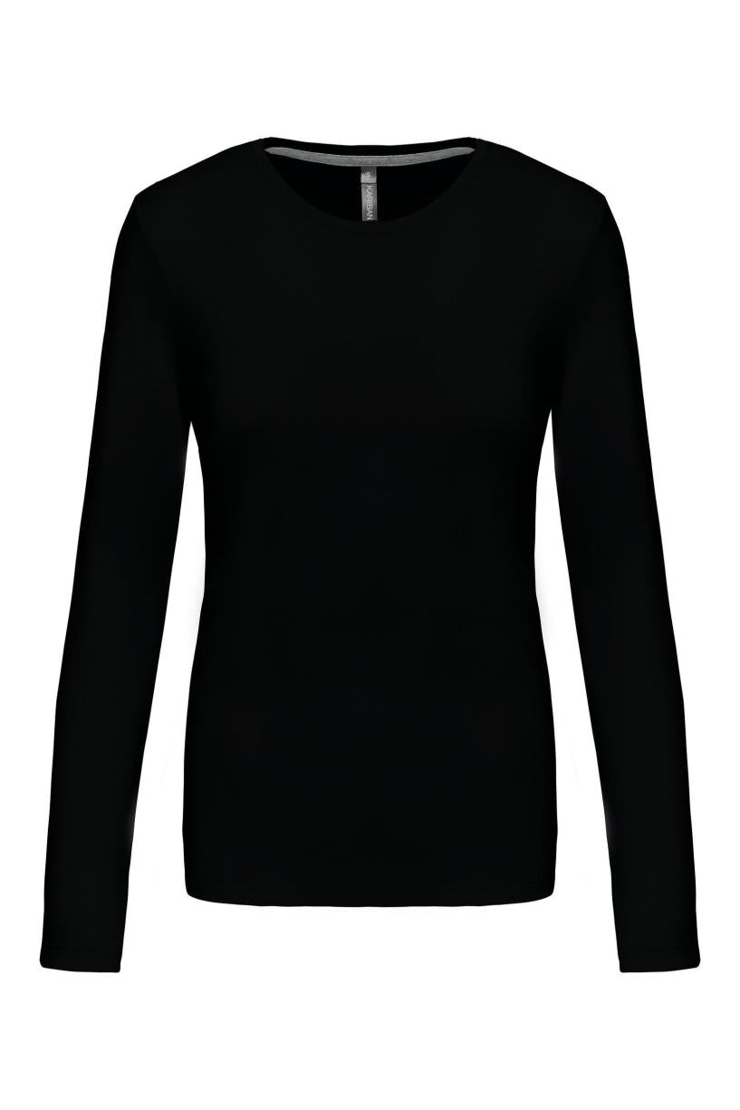 Dames T-shirt met ronde hals en lange mouwen