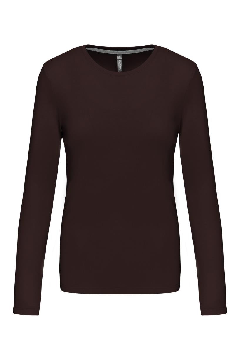 Dames T-shirt met ronde hals en lange mouwen