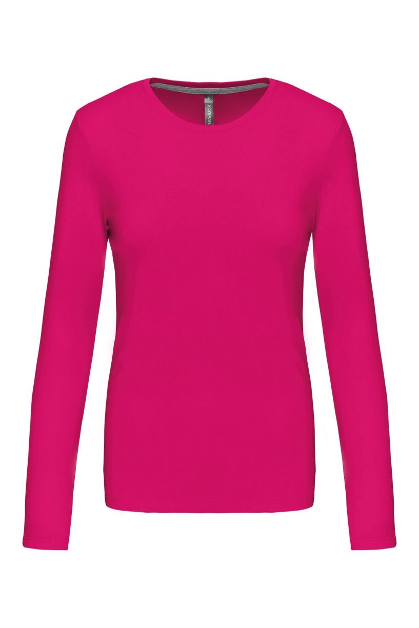 Dames T-shirt met ronde hals en lange mouwen