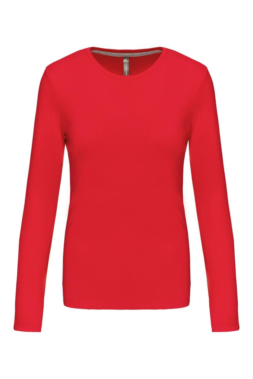 Dames T-shirt met ronde hals en lange mouwen