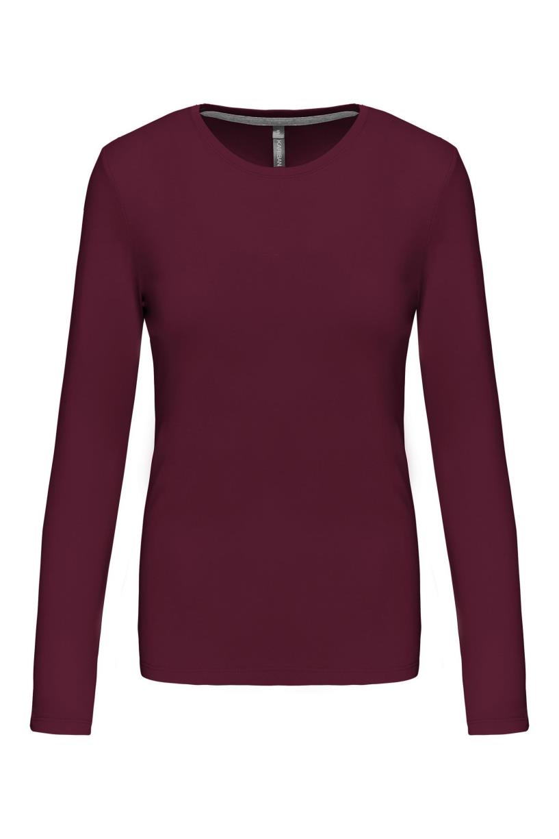 Dames T-shirt met ronde hals en lange mouwen