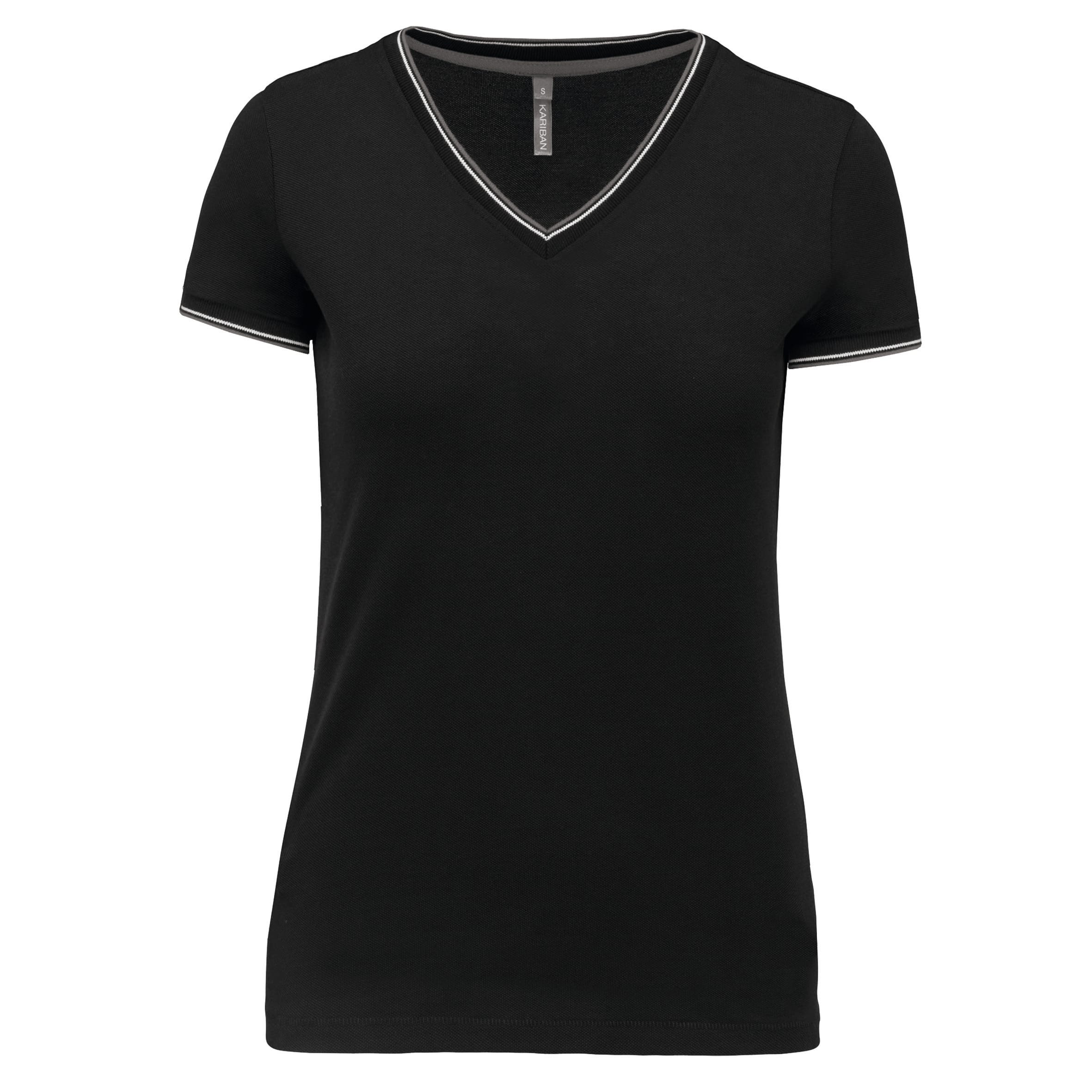 Women's pique V-neck T-shirt