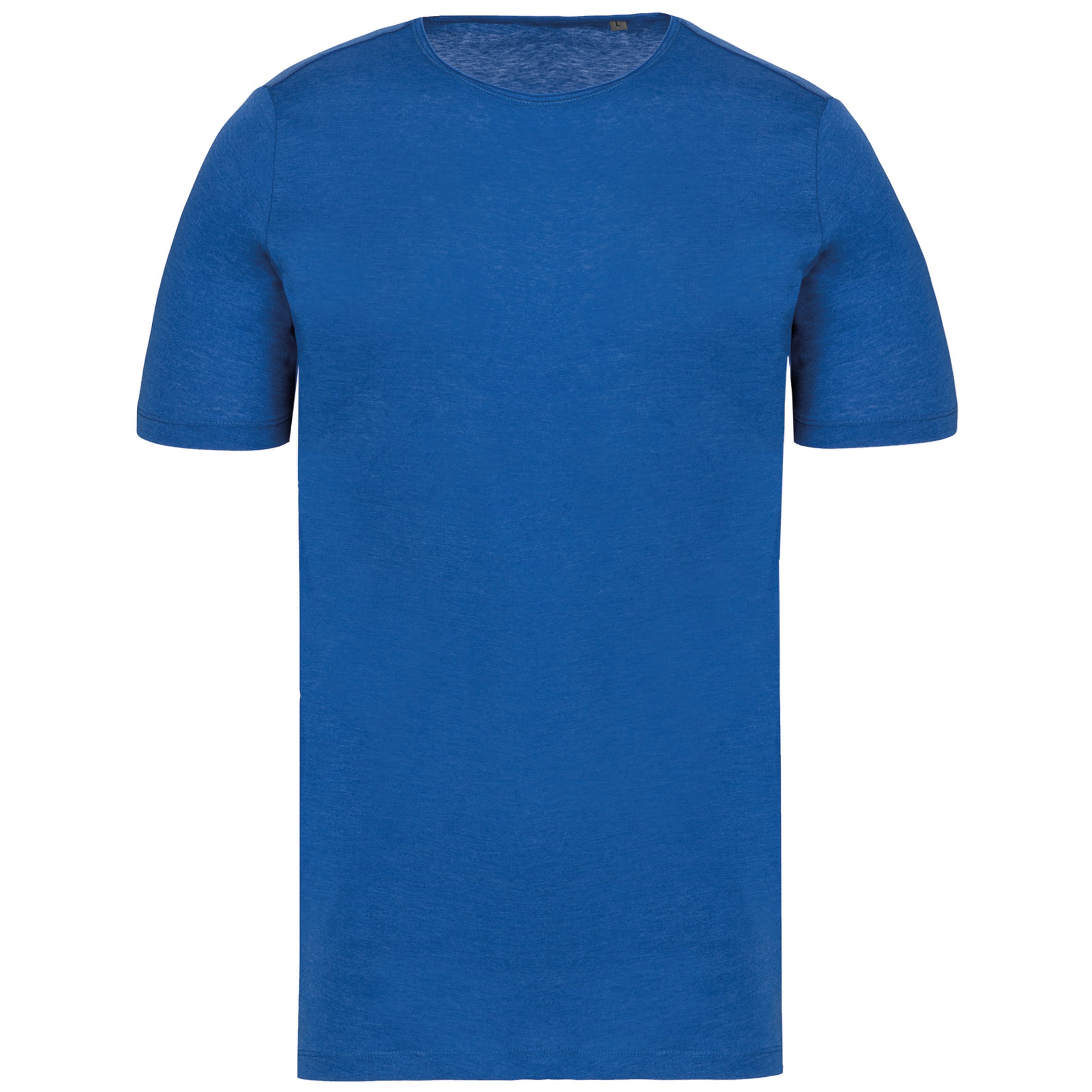 Organic T-shirt collar with raw edge short sleeves