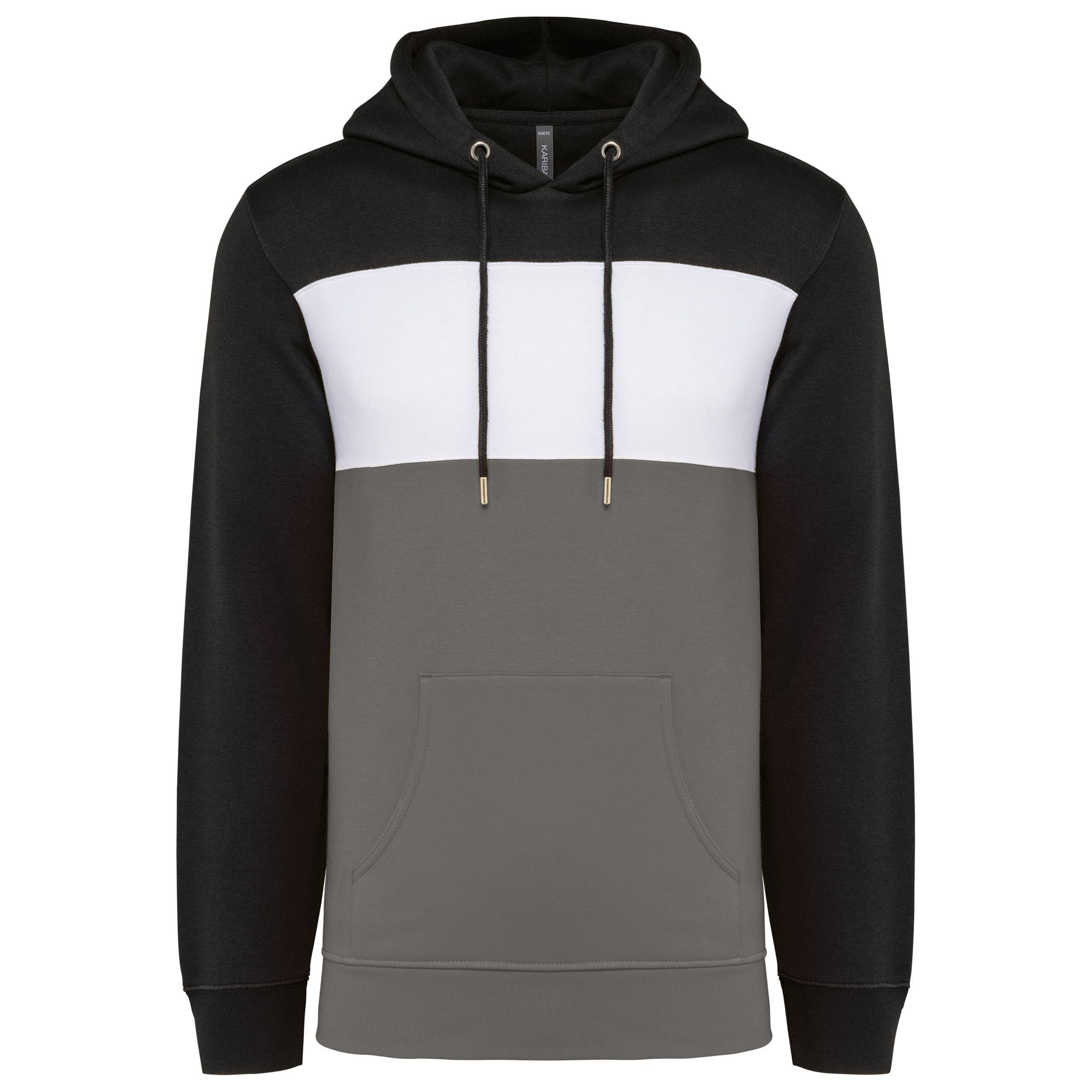 Driekleurige unisex hoodie