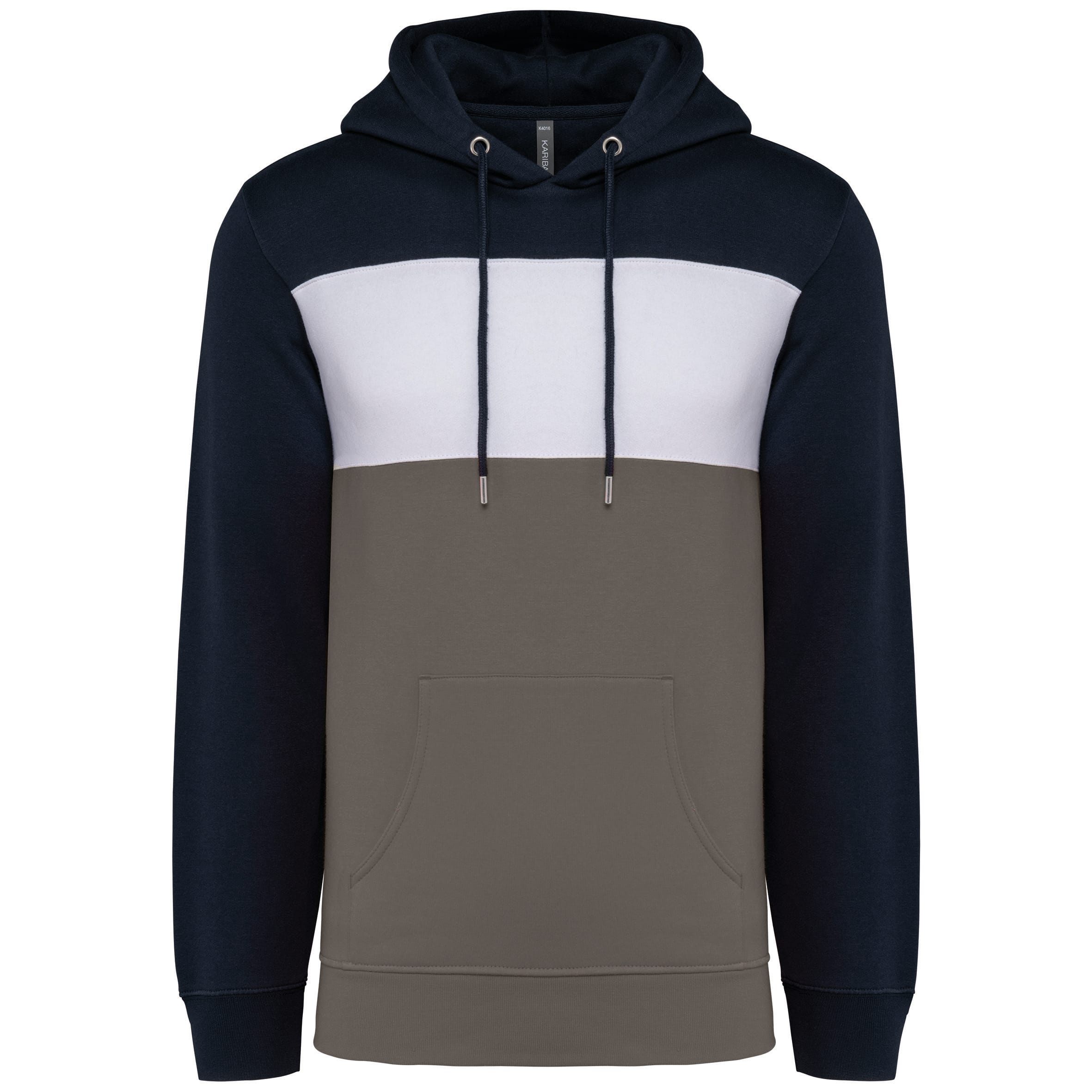 Driekleurige unisex hoodie