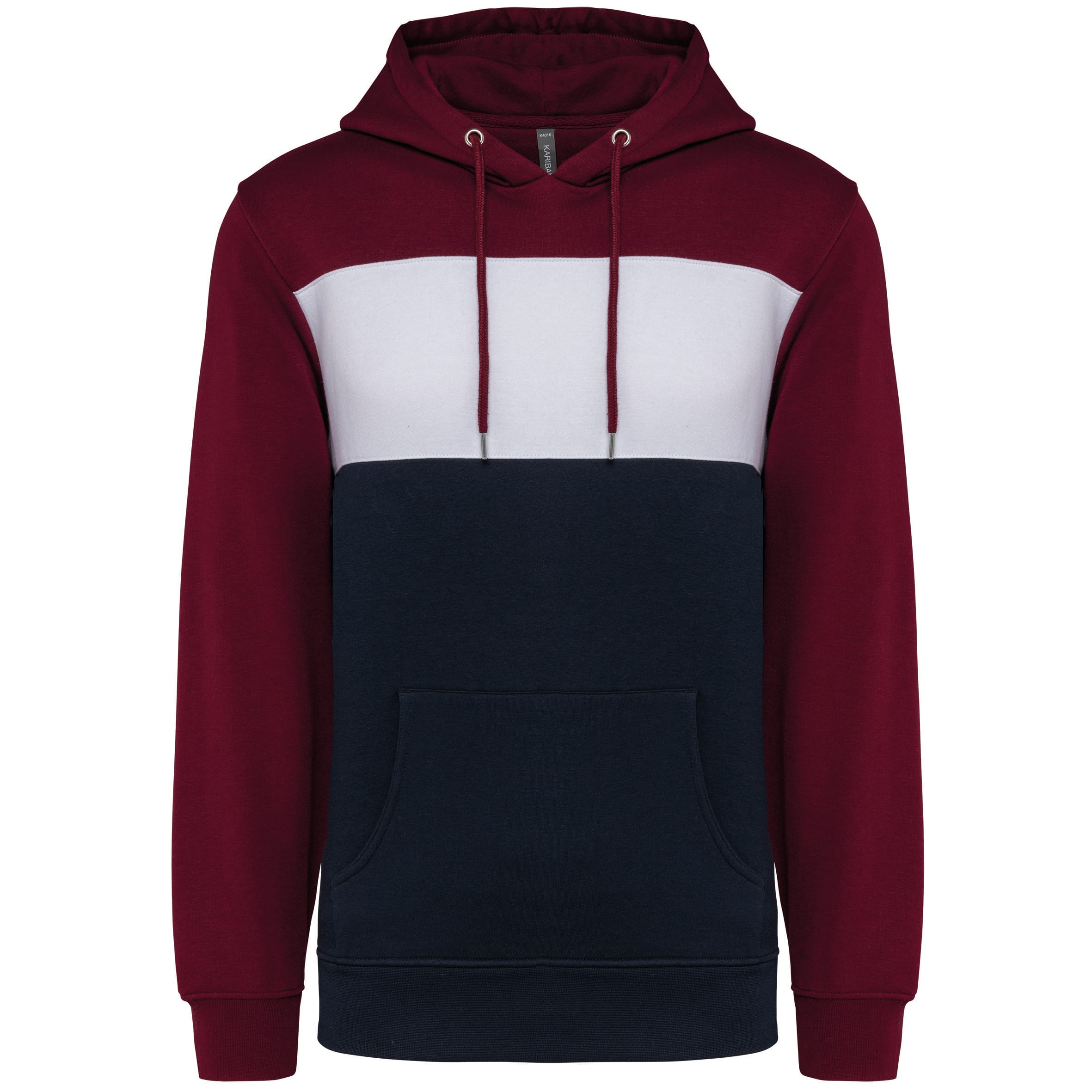 Driekleurige unisex hoodie