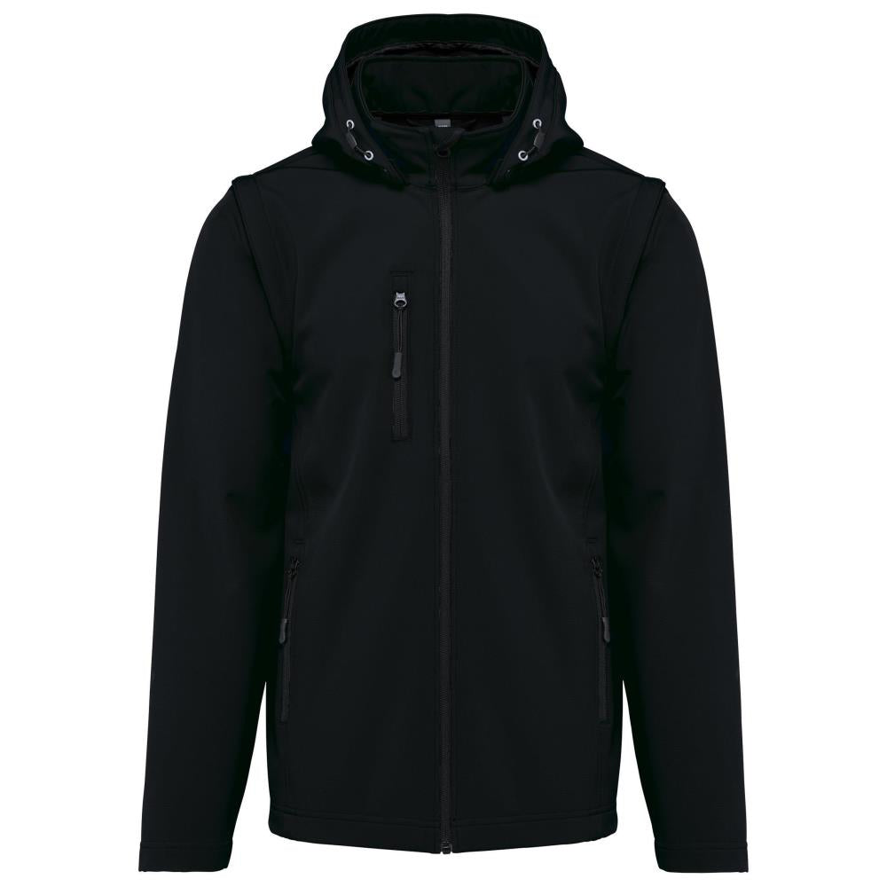 3-laags unisex softshelljack met afneembare capuchon en mouwen