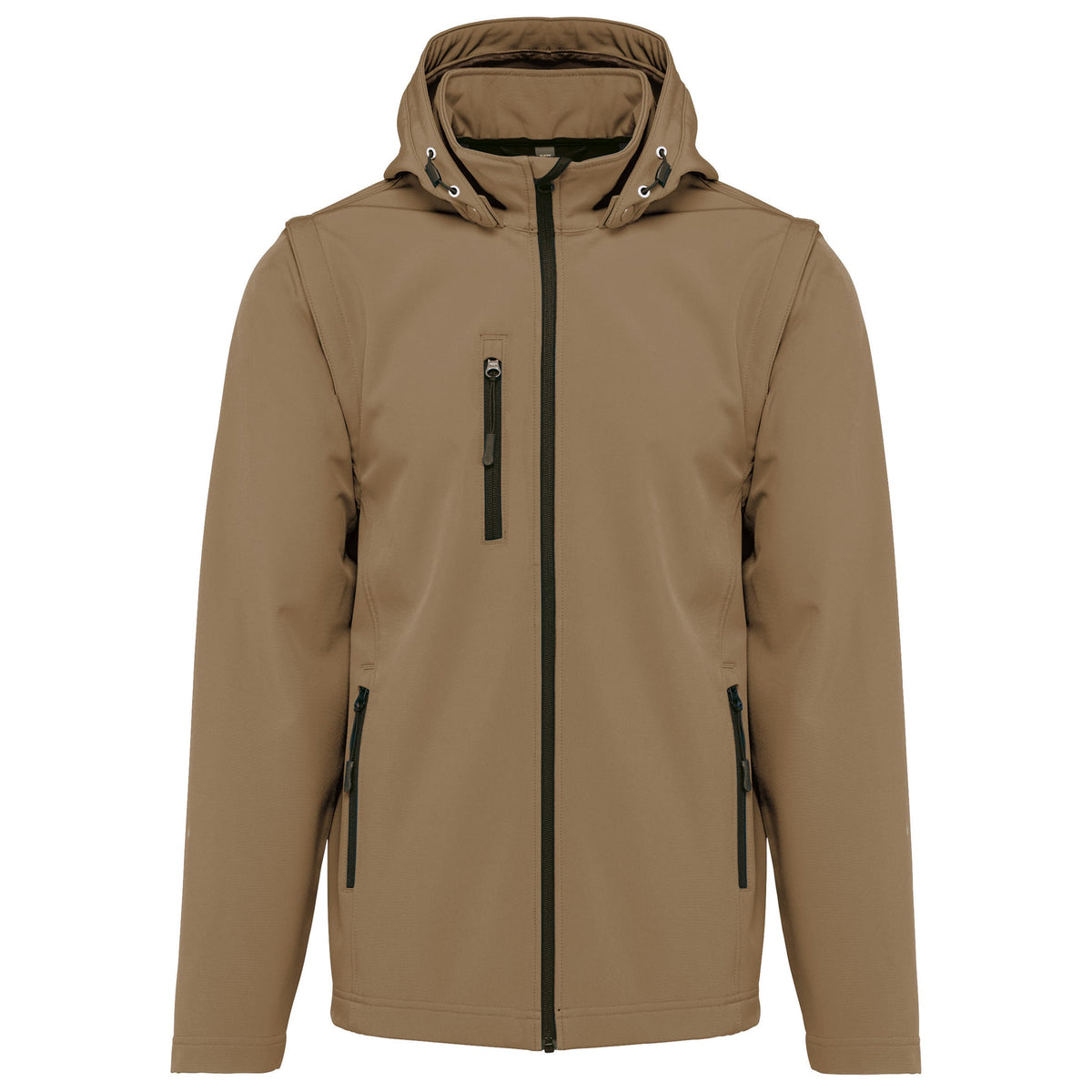 3-laags unisex softshelljack met afneembare capuchon en mouwen