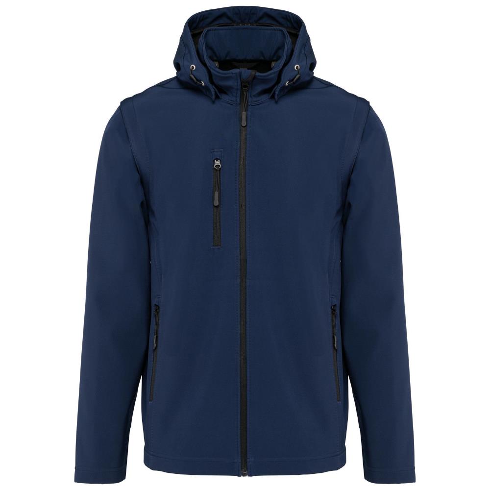 3-laags unisex softshelljack met afneembare capuchon en mouwen