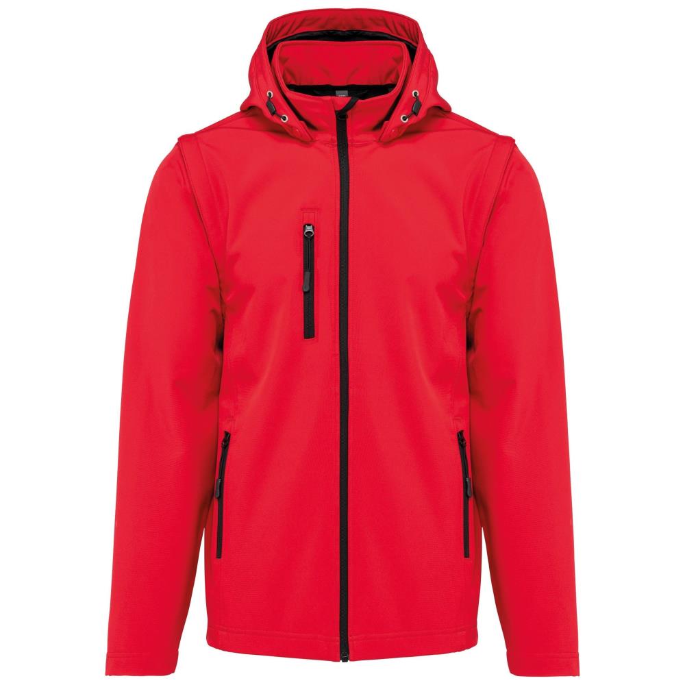3-laags unisex softshelljack met afneembare capuchon en mouwen