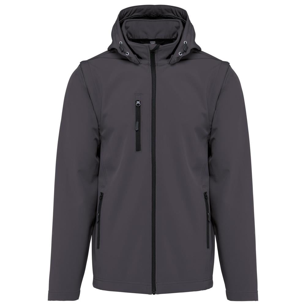 3-laags unisex softshelljack met afneembare capuchon en mouwen