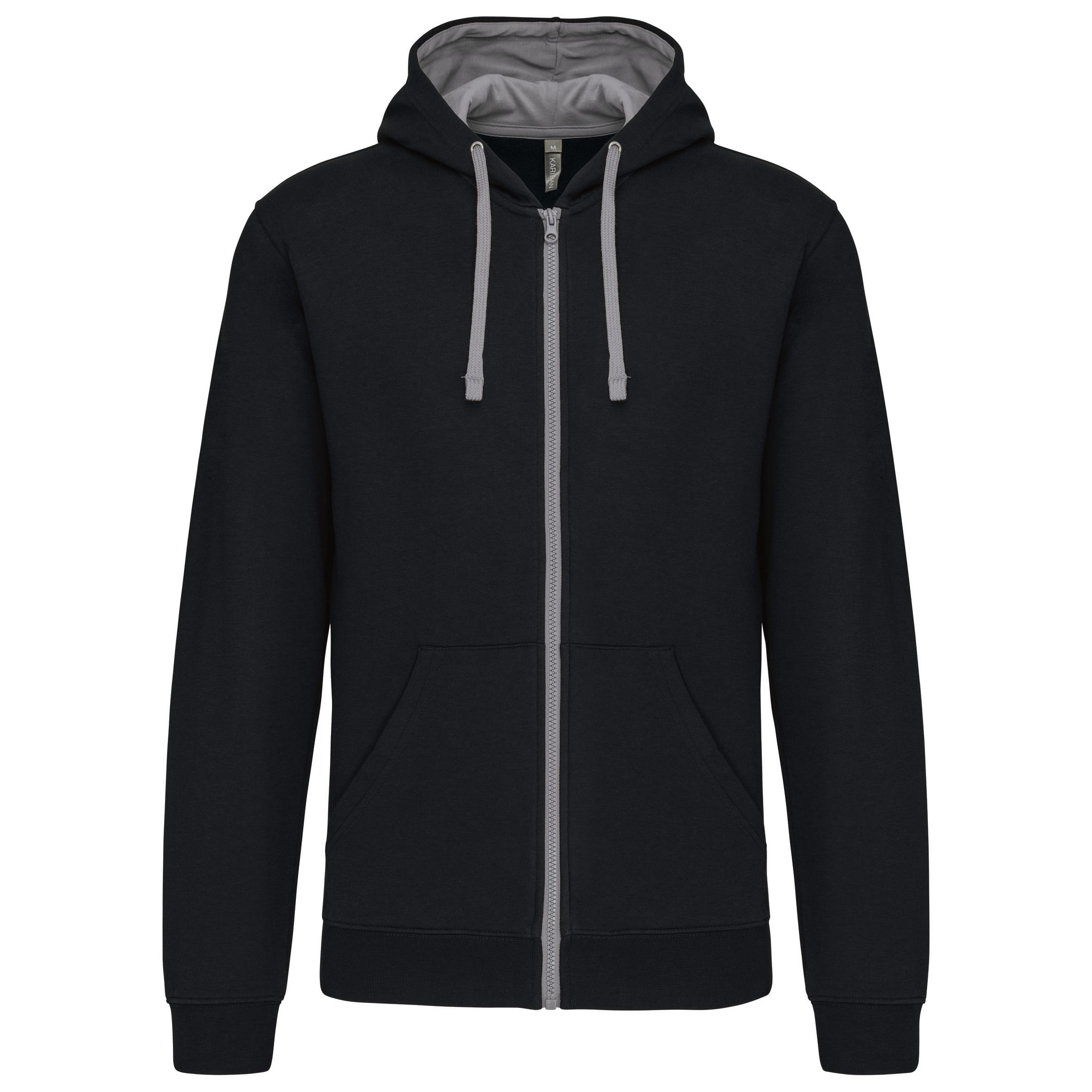 Men's zip-up hoodie with contrasting hood