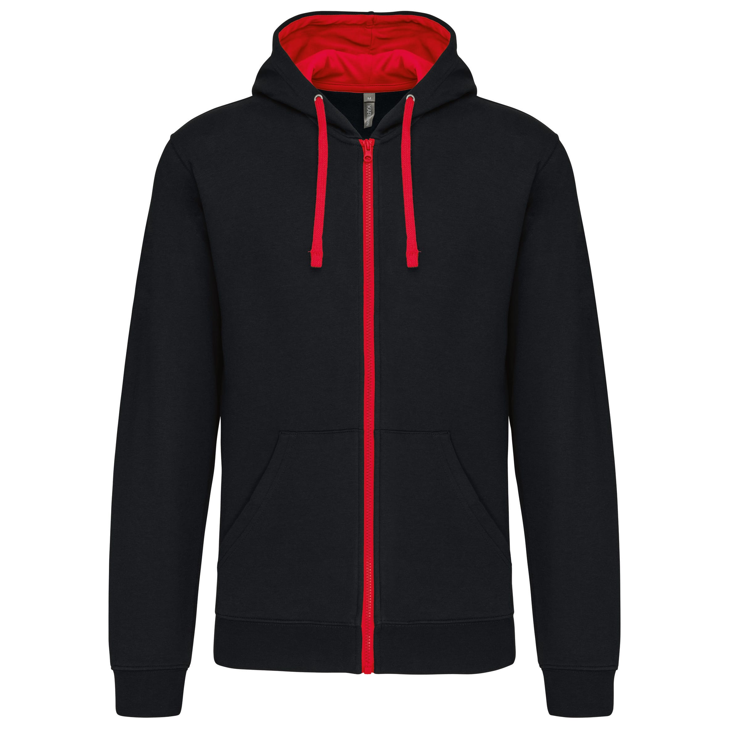 Men's zip-up hoodie with contrasting hood