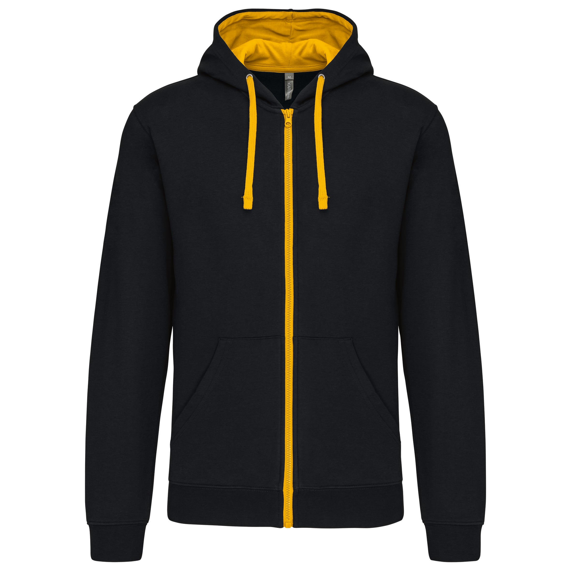 Men's zip-up hoodie with contrasting hood