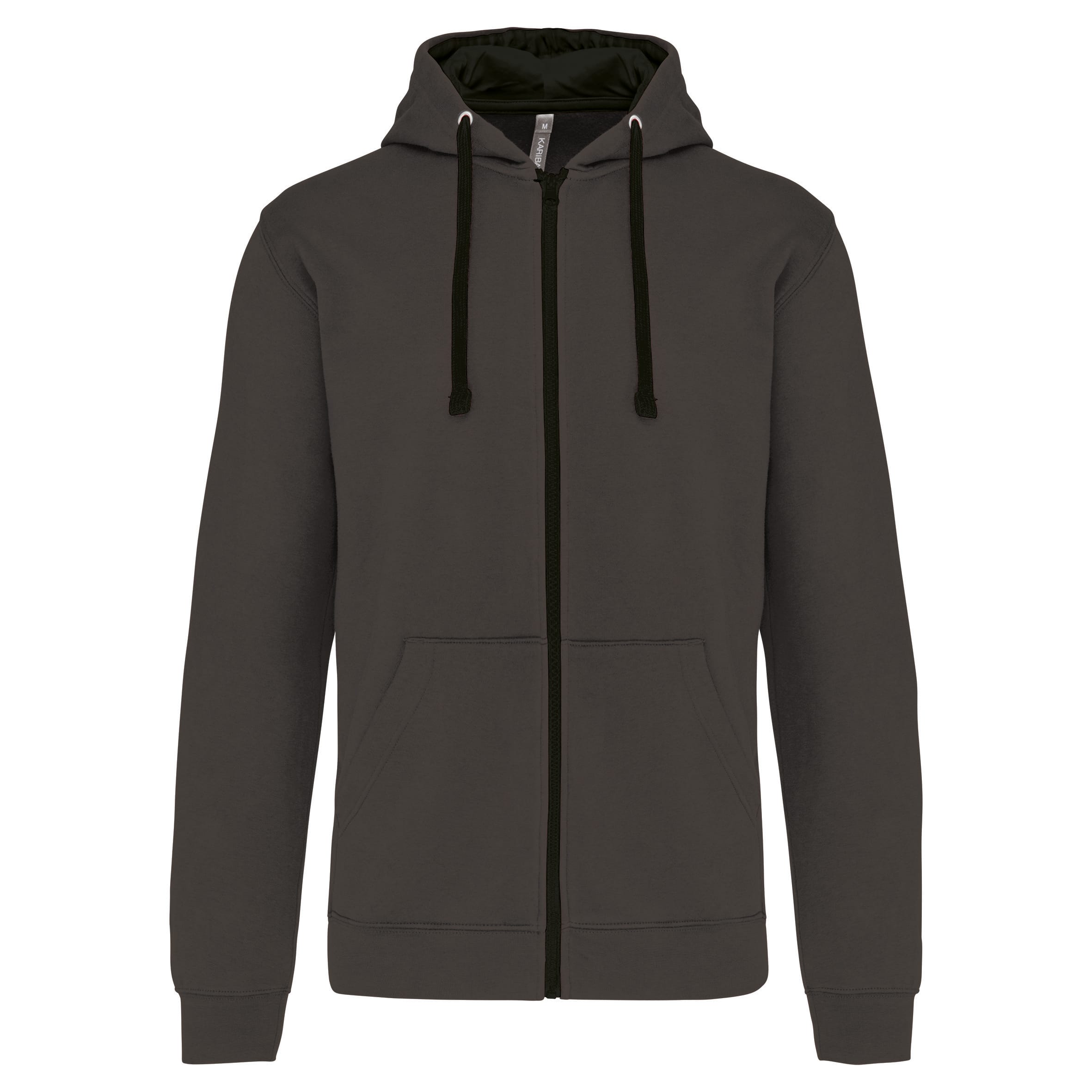 Men's zip-up hoodie with contrasting hood