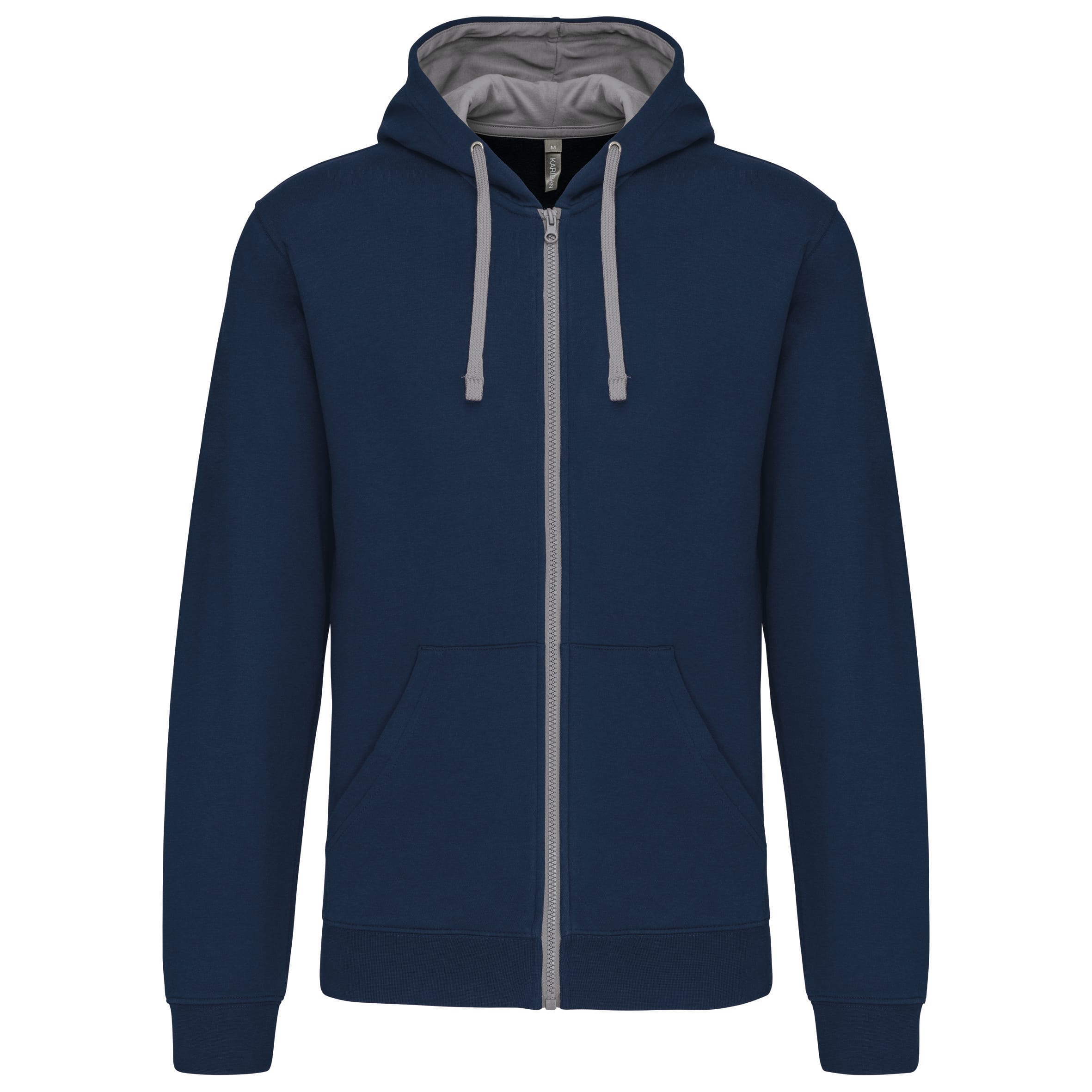 Men's zip-up hoodie with contrasting hood