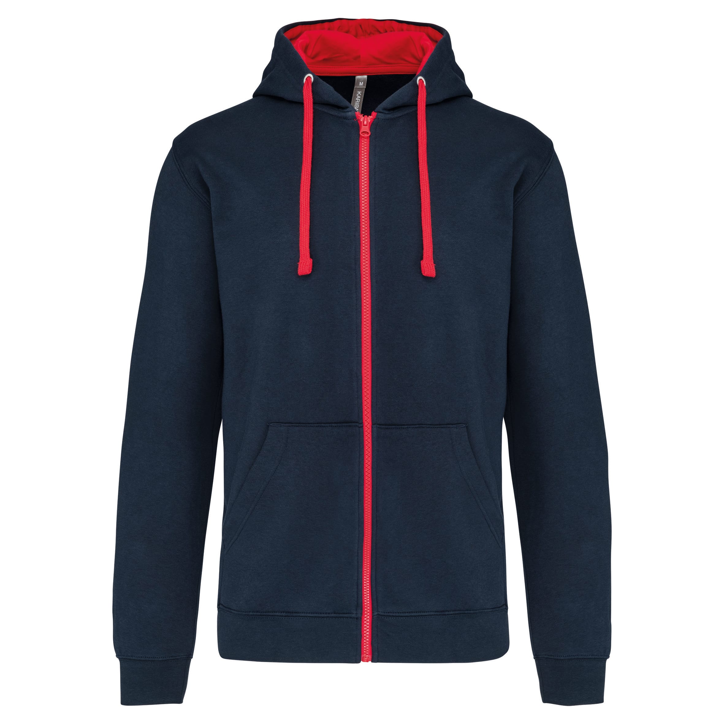 Men's zip-up hoodie with contrasting hood
