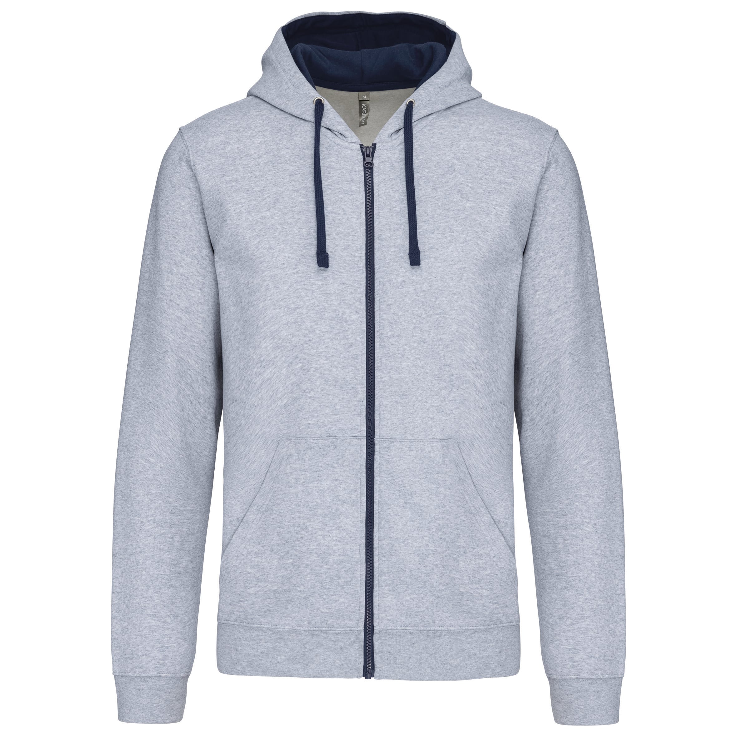 Men's zip-up hoodie with contrasting hood