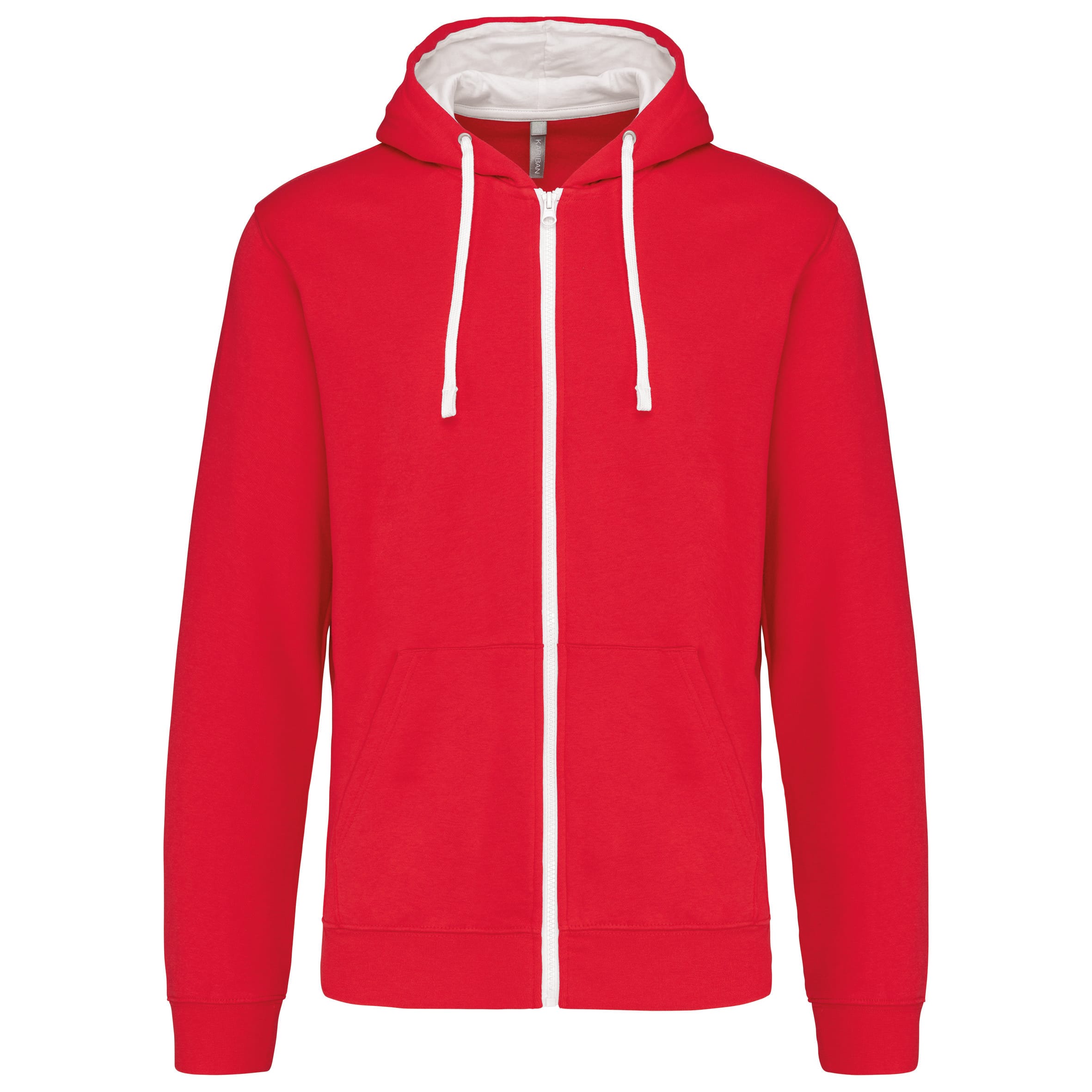 Men's zip-up hoodie with contrasting hood
