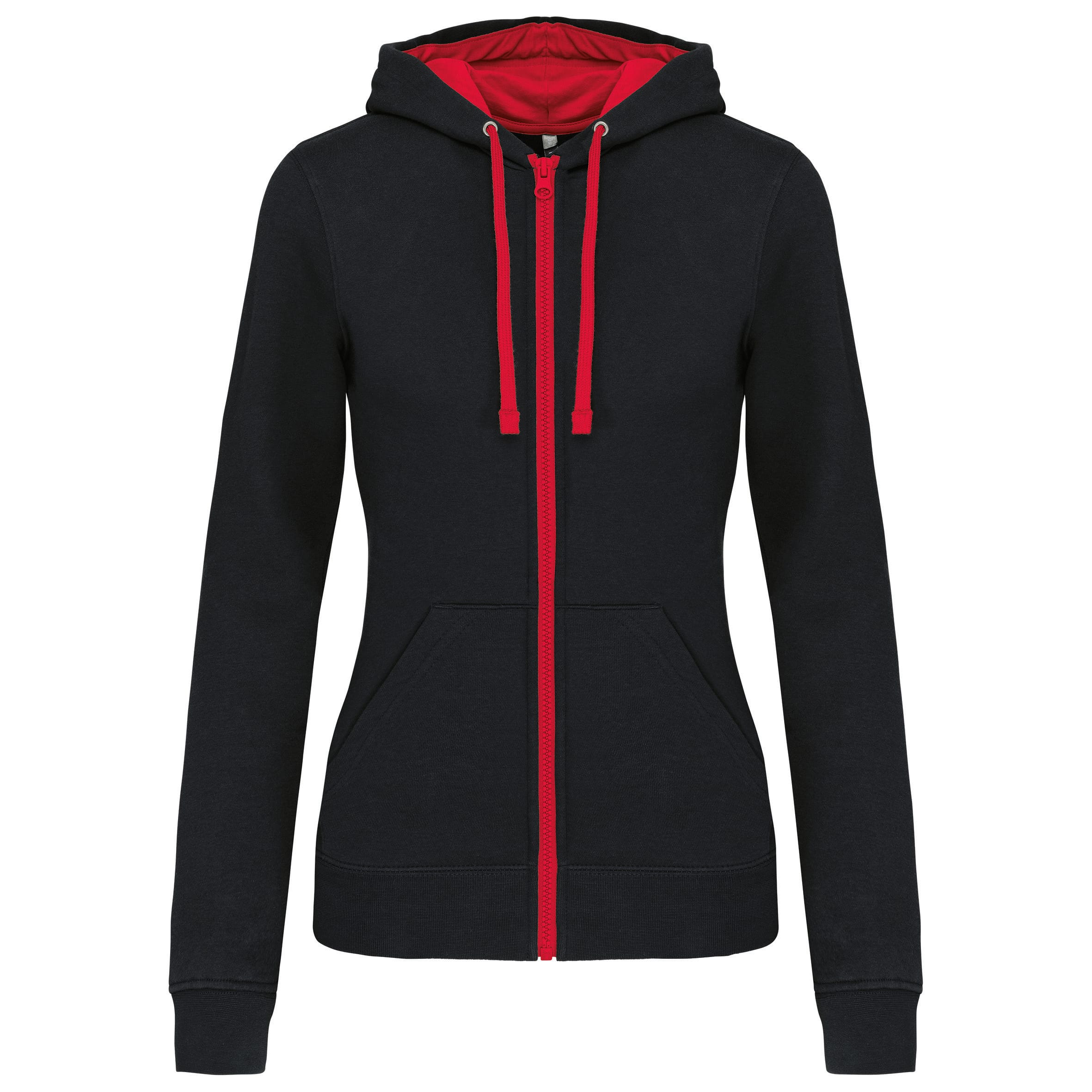 Women's zipped hoodie with contrasting hood
