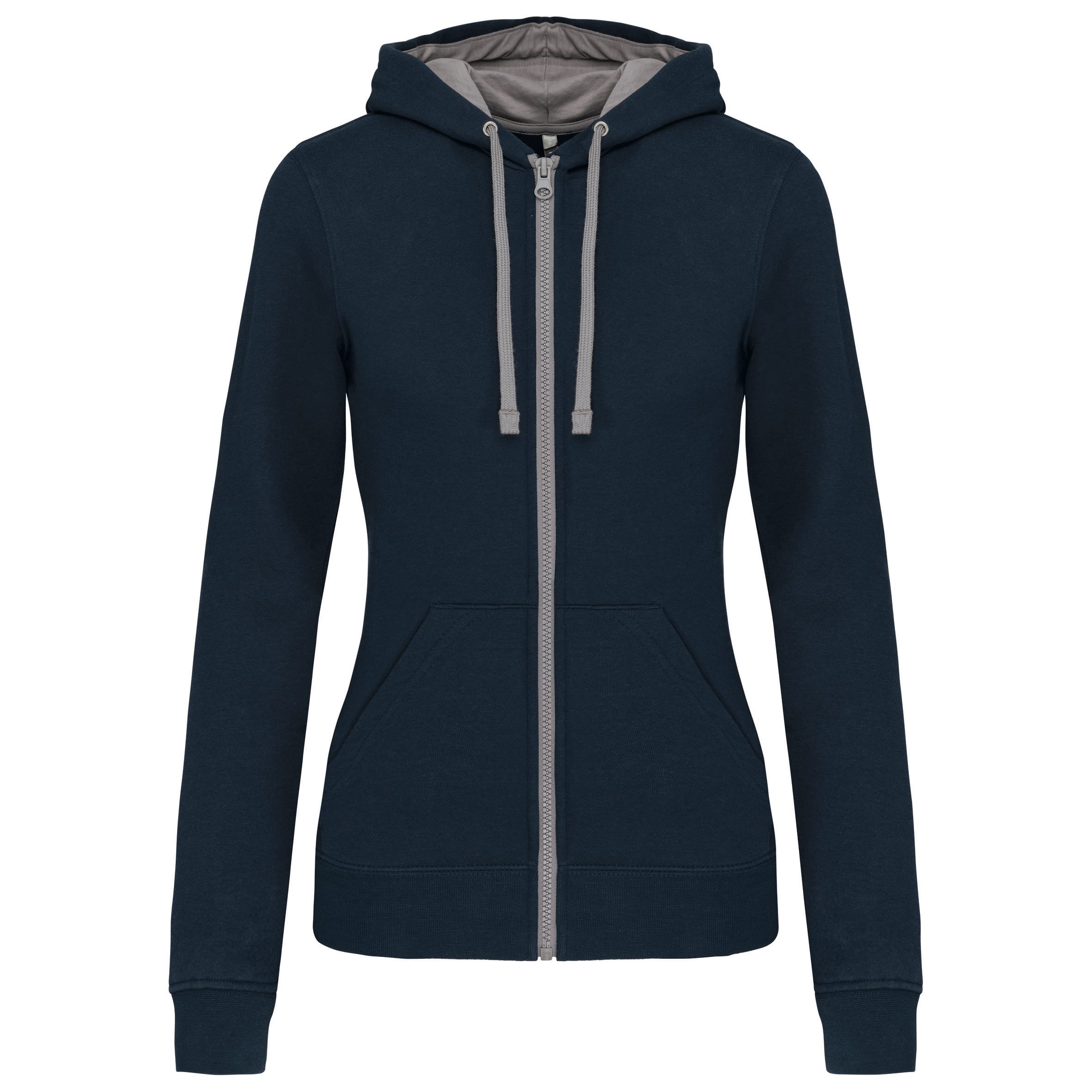 Women's zipped hoodie with contrasting hood