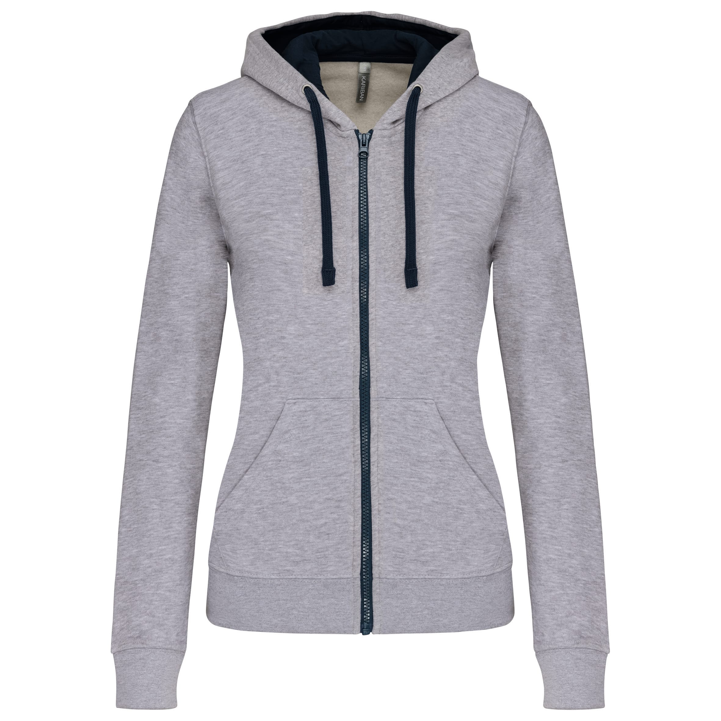 Women's zipped hoodie with contrasting hood