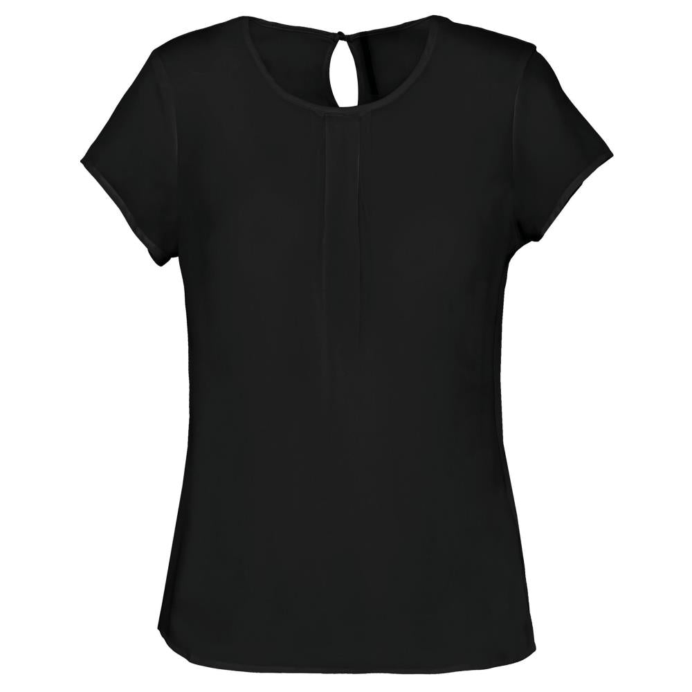 Damesblouse in crêpe met korte mouwen