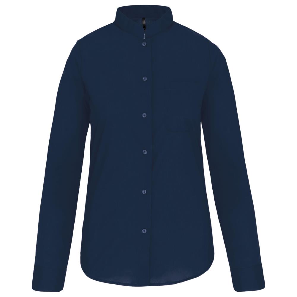 Damesblouse met "Mao" kraag lange mouwen
