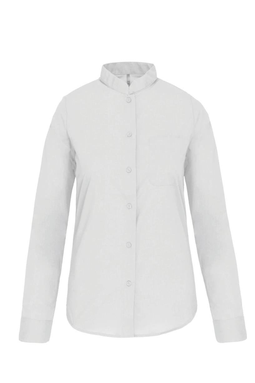 Damesblouse met "Mao" kraag lange mouwen