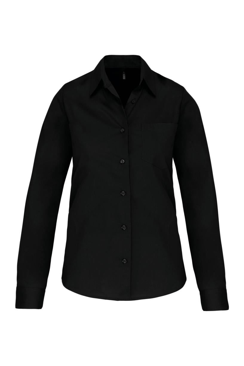 Dames poplin blouse lange mouwen