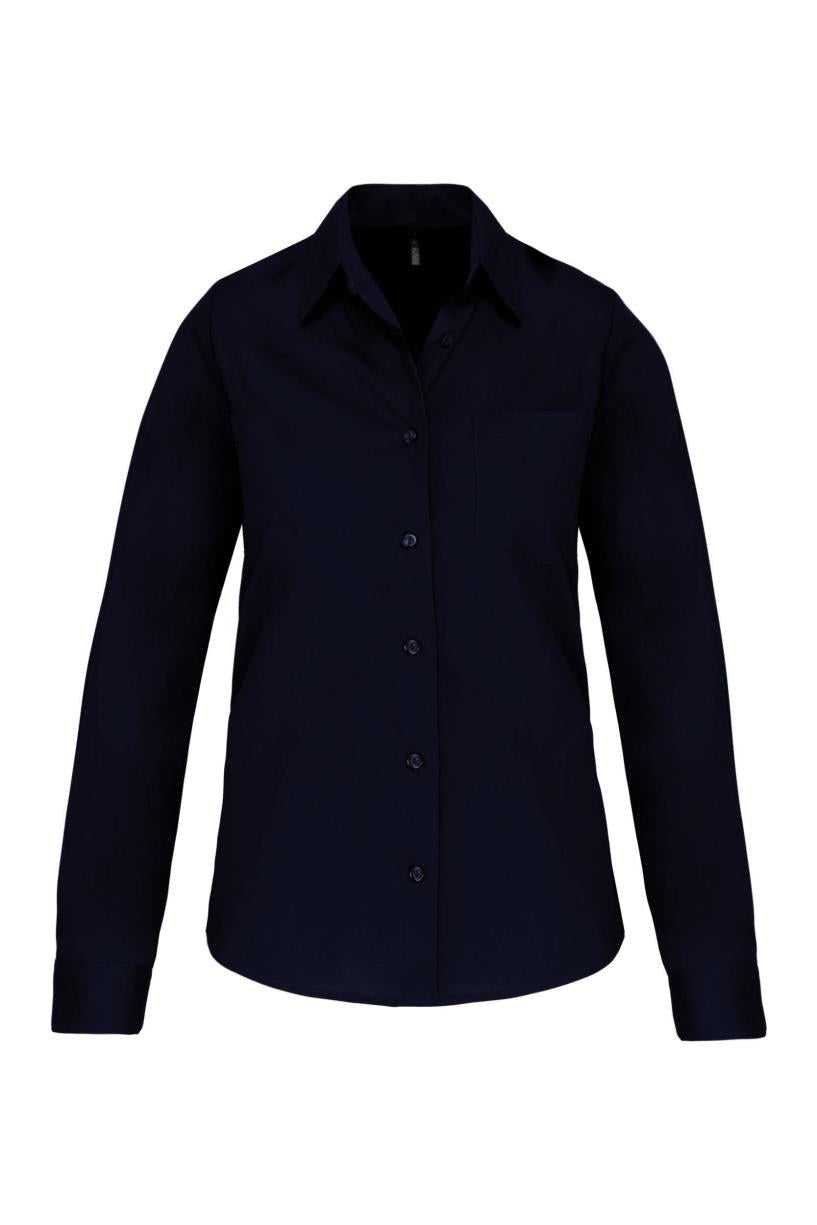 Dames poplin blouse lange mouwen
