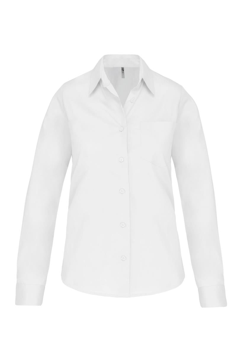 Dames poplin blouse lange mouwen