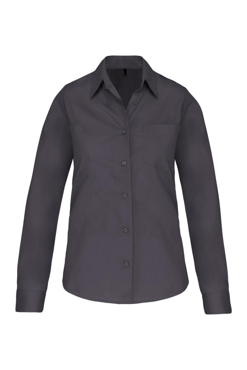 Dames poplin blouse lange mouwen