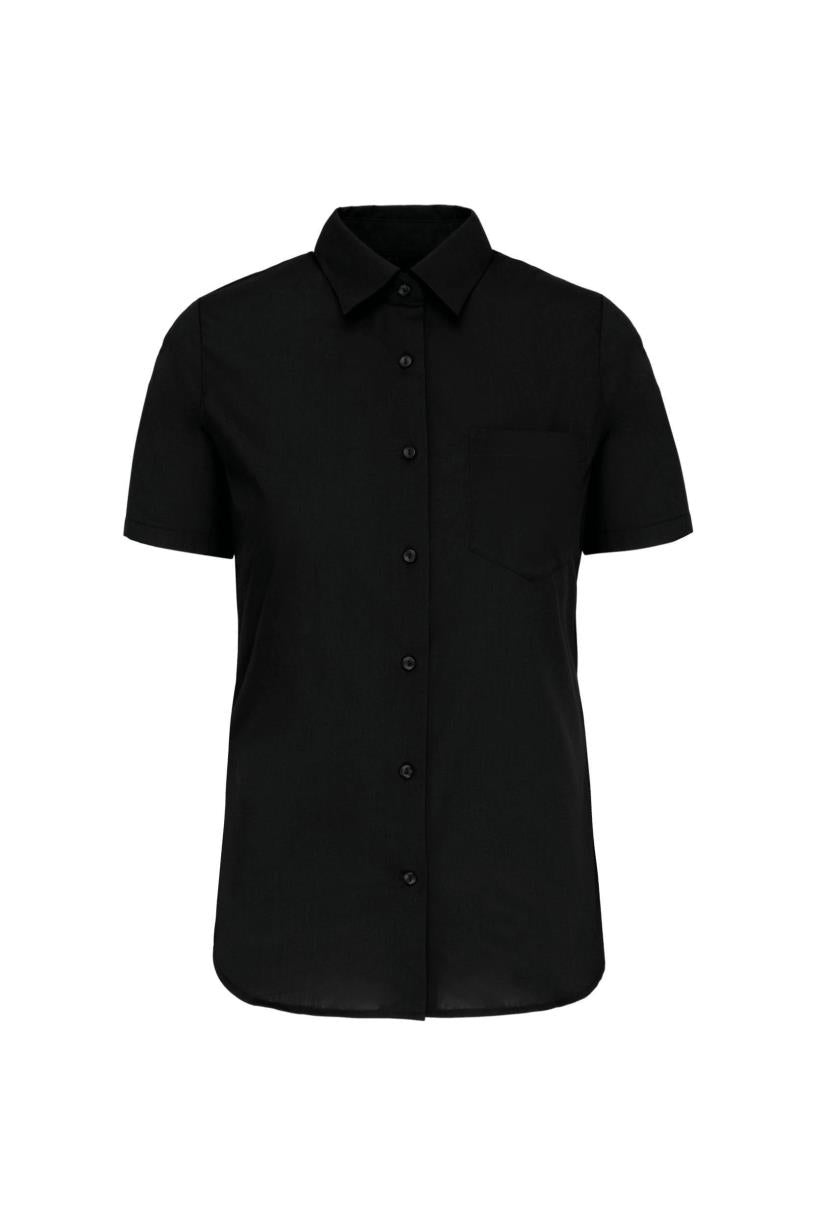 Dames Poplin Blouse Korte Mouwen