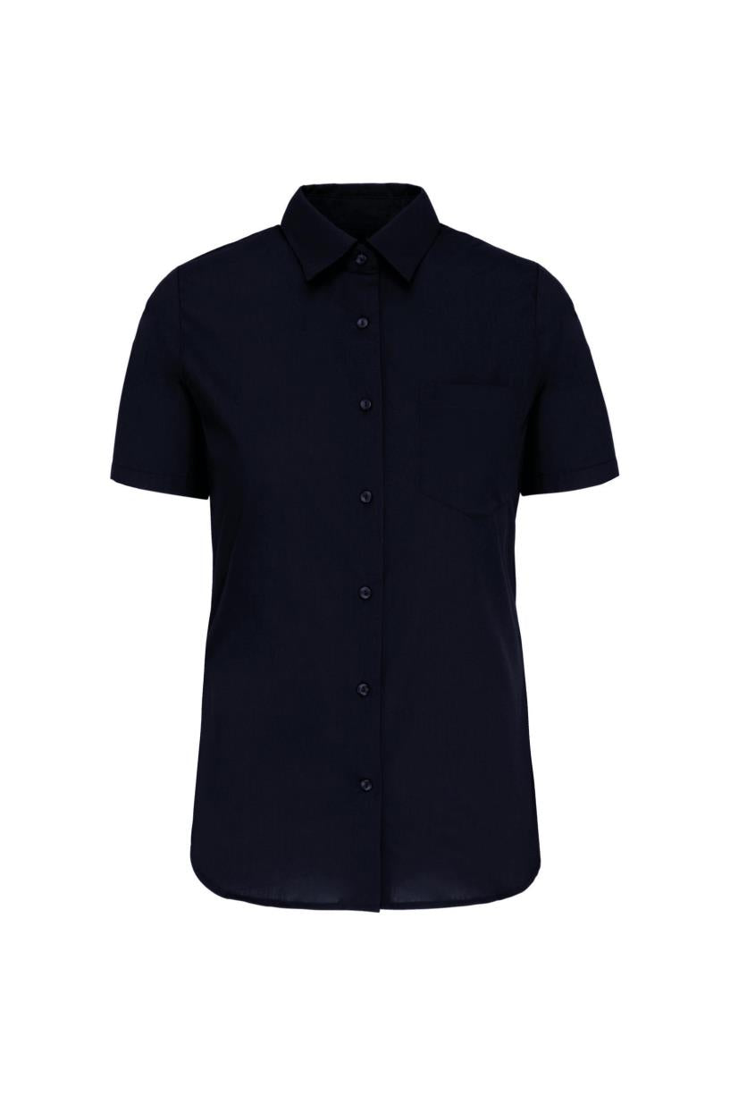 Dames Poplin Blouse Korte Mouwen