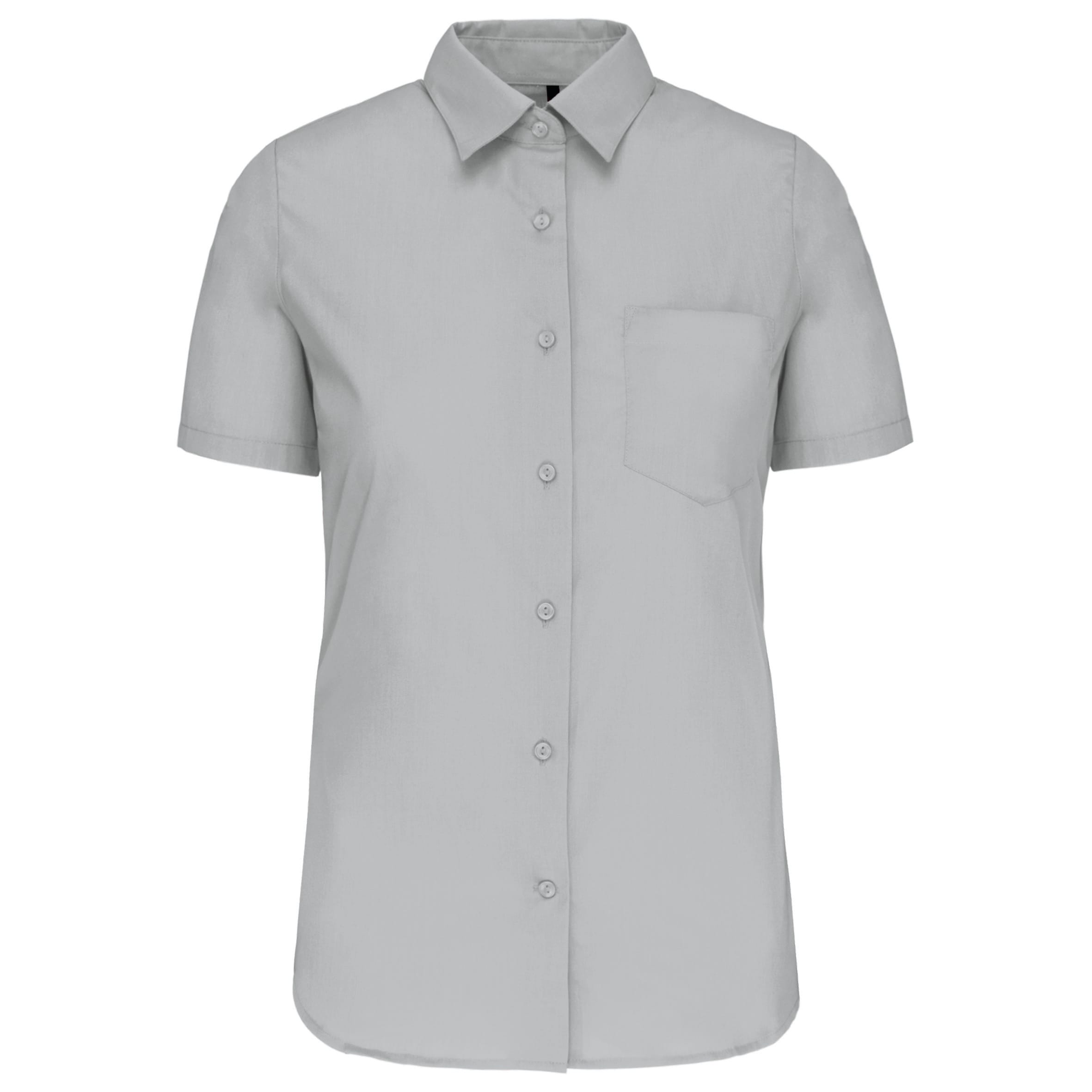 Dames Poplin Blouse Korte Mouwen
