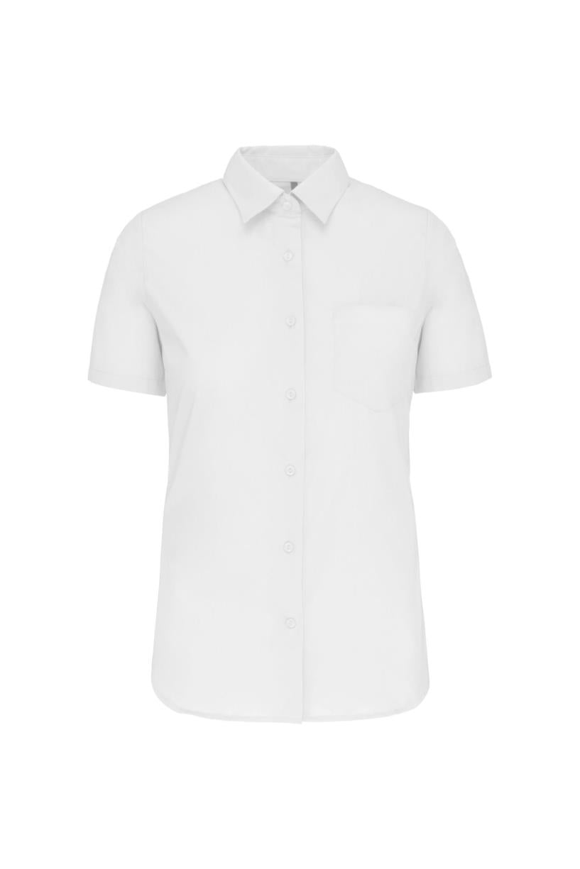 Dames Poplin Blouse Korte Mouwen