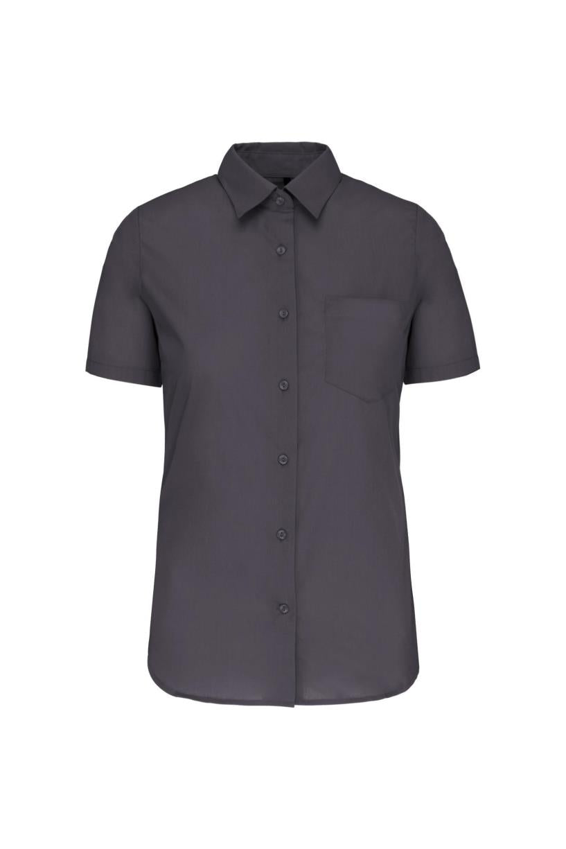 Dames Poplin Blouse Korte Mouwen