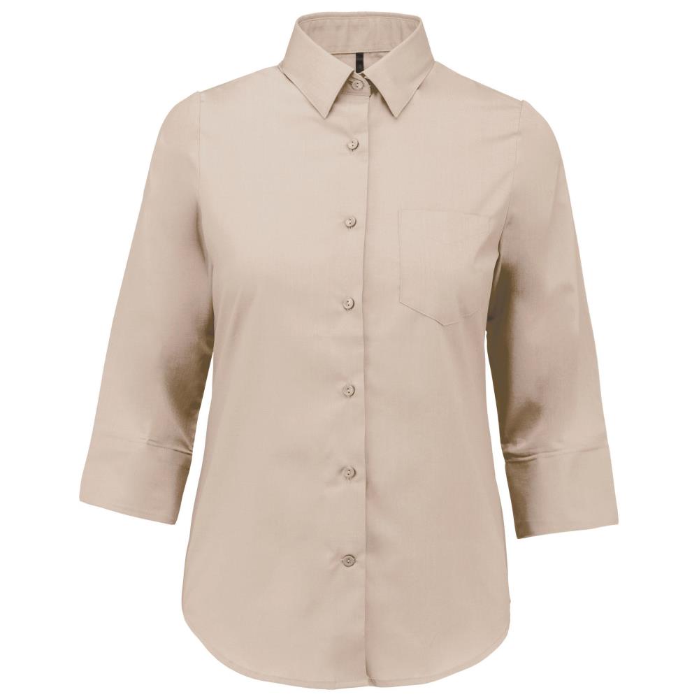 Women's easy-care polycotton poplin 3/4-sleeve shirt